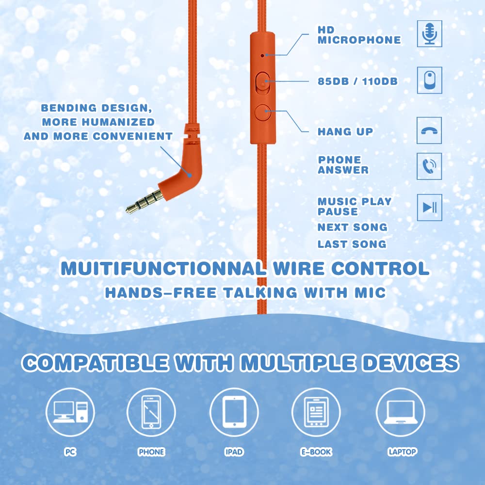 MIDOLA Kids Headphones with Volume Limiter (85/110dB) - Wired Over-Ear Foldable Headset with Built-in Mic & 3.5mm AUX Cable - Safe for Children's Ears - Perfect for School, Travel, Gaming & Online Learning (Blue)
