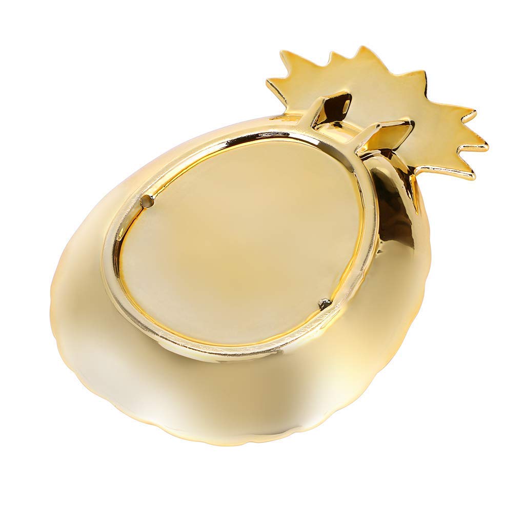 Lependor Golden Pineapple Ceramic Jewelry Tray - Large Decorative Ring Dish & Organizer for Jewelry, Watches, Keys, Phone, Wallet - Perfect for Wedding, Birthday Gifts & Home Decor - Elegant Tabletop Display for Bedroom, Bathroom, Dresser