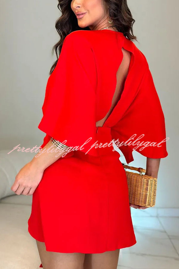 Stylish Solid Color V-Neck Half Sleeve Casual Mini Dress for Women | Summer Fashion, Beach Wear & Party Outfit