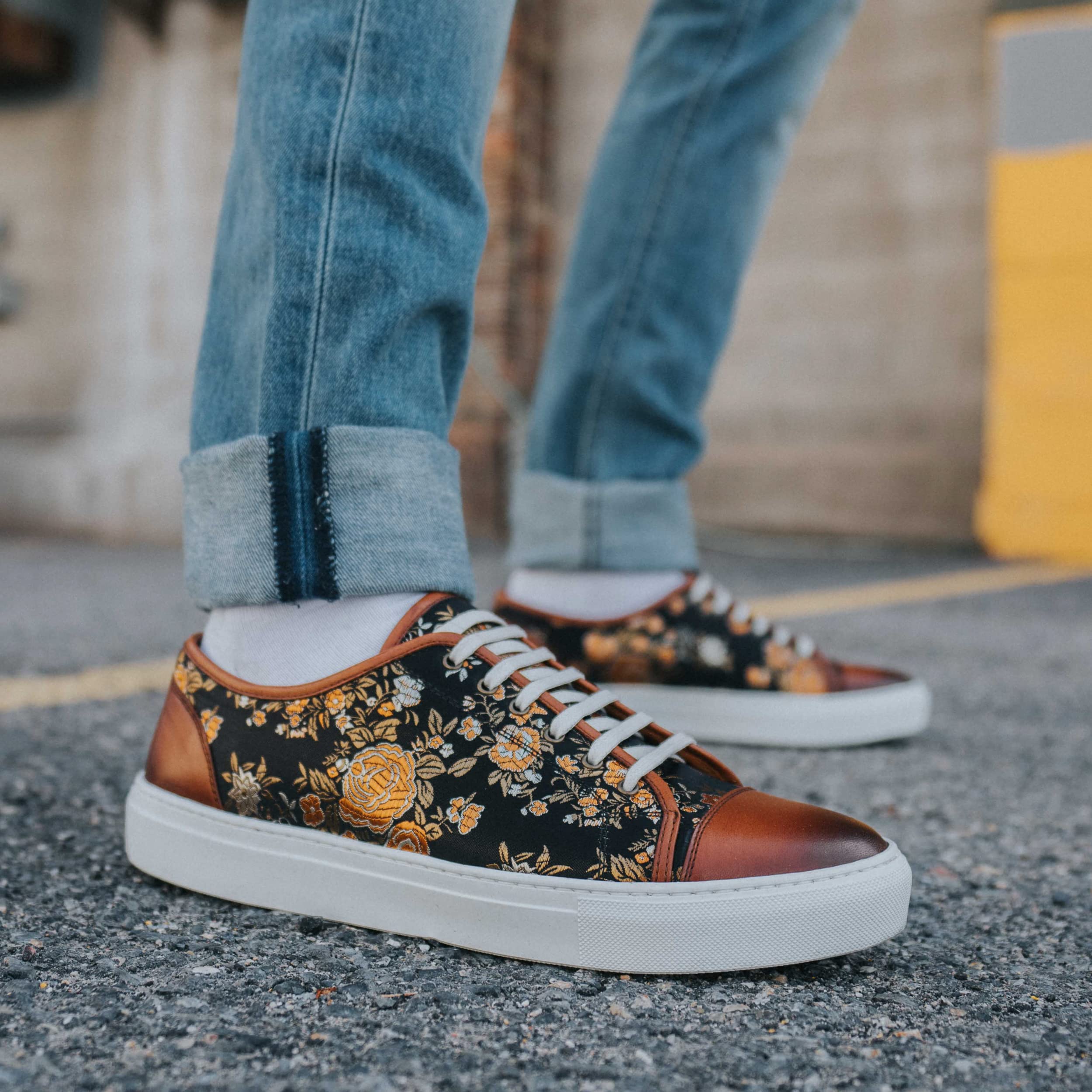 Handcrafted Leather & Jacquard TAFT Jack Sneakers for Men – Stylish & Comfortable Casual Shoes for Everyday Wear, Work & Travel