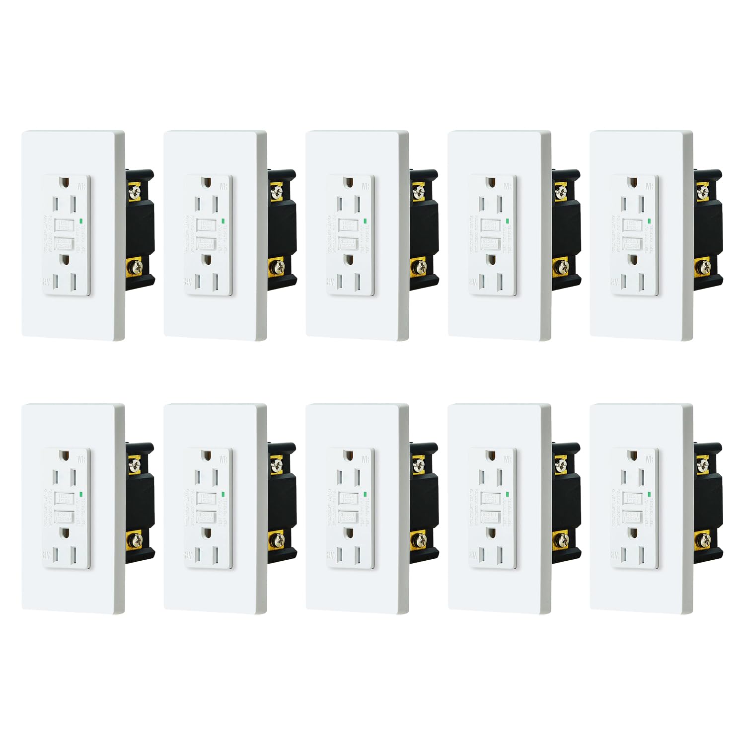 15A Weatherproof GFCI Outlet with LED Indicator - ETL Listed Outdoor Electrical Receptacle (10-Pack, White) - Ideal for Patio, Pool Area & Garage Safety Protection