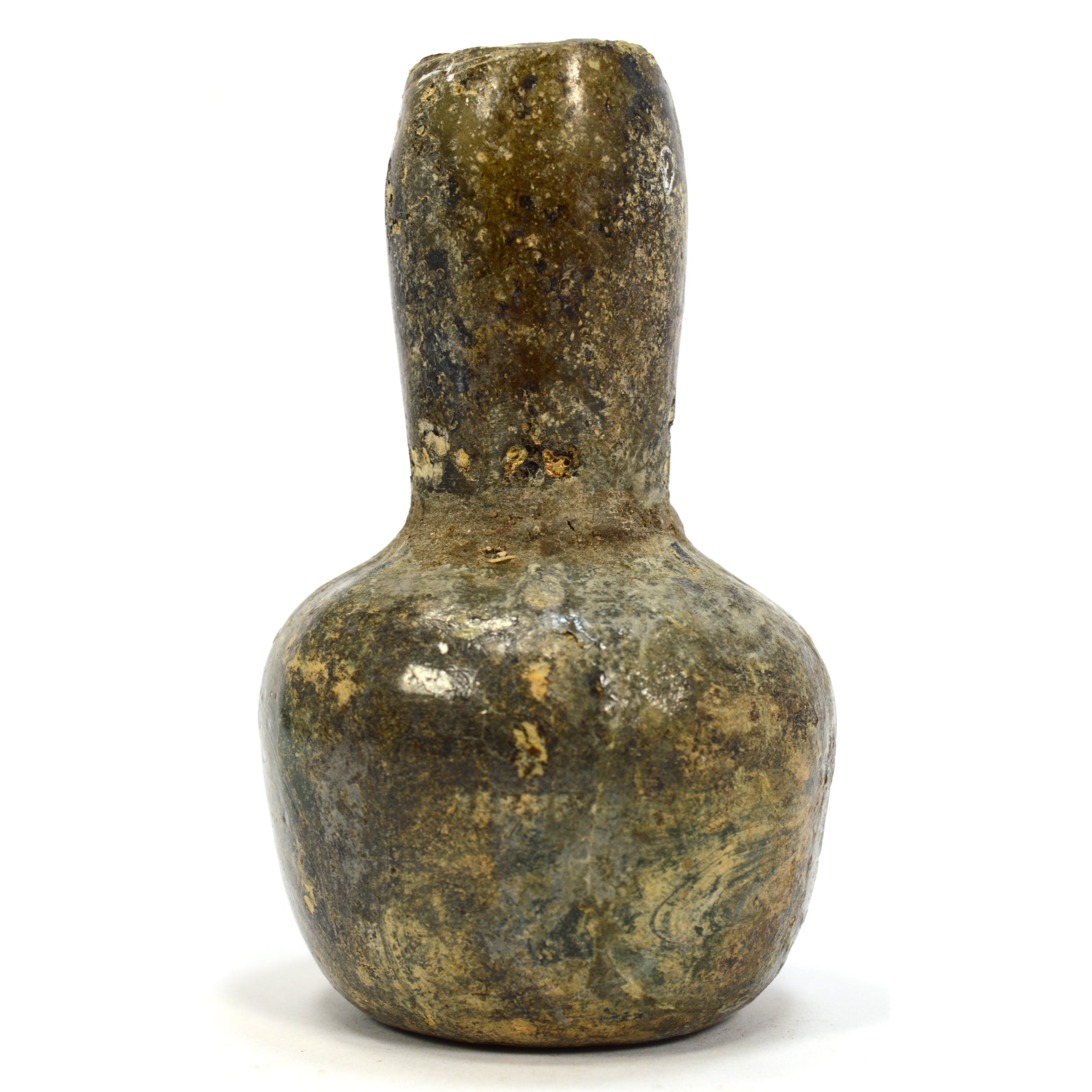 Ancient Roman Free-Blown Glass Flask Bottle Vessel 3.25
