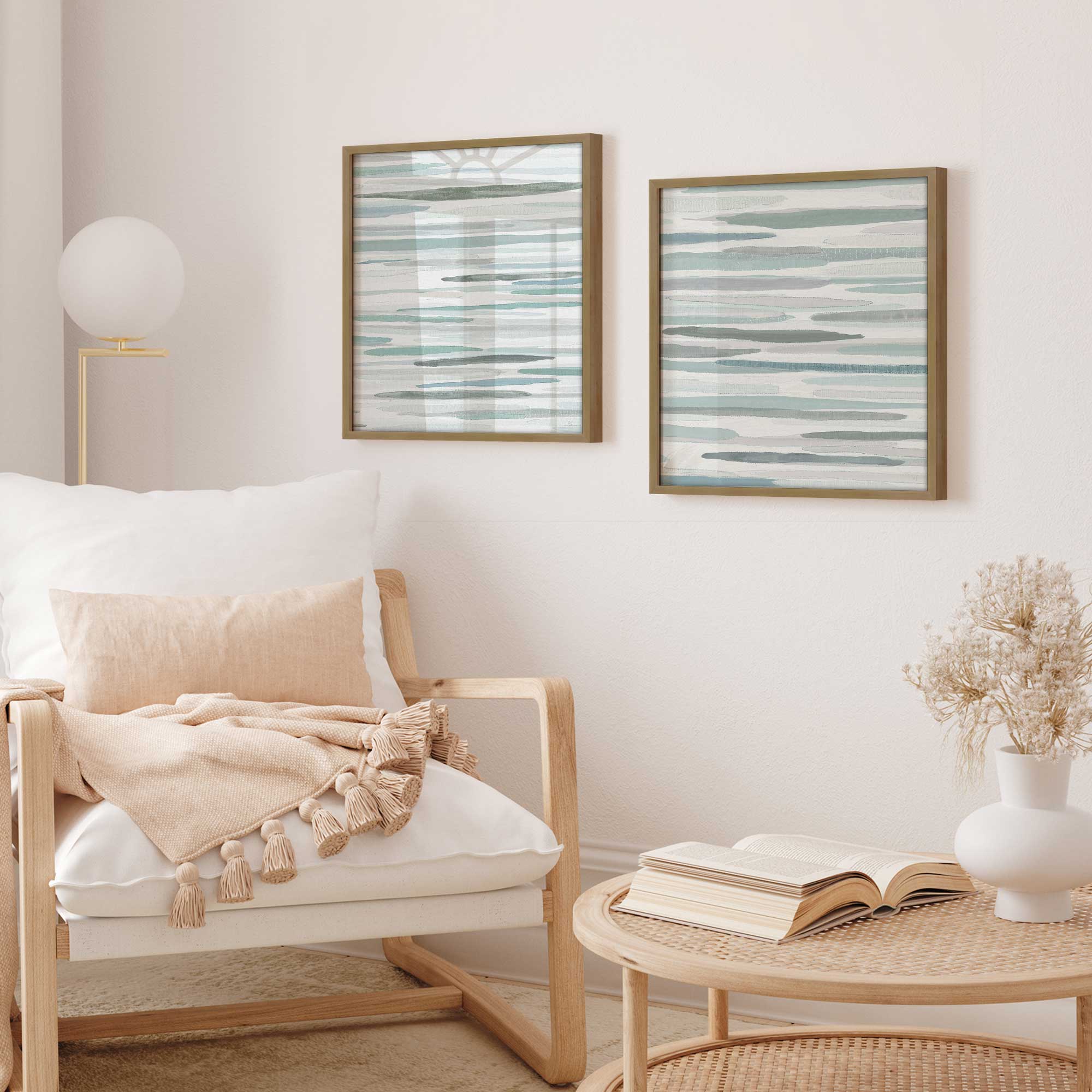 Cresting Calm Set of 2 Wall Art Prints on Archival Matte Paper - Coastal Beach Decor for Living Room, Bedroom & Office