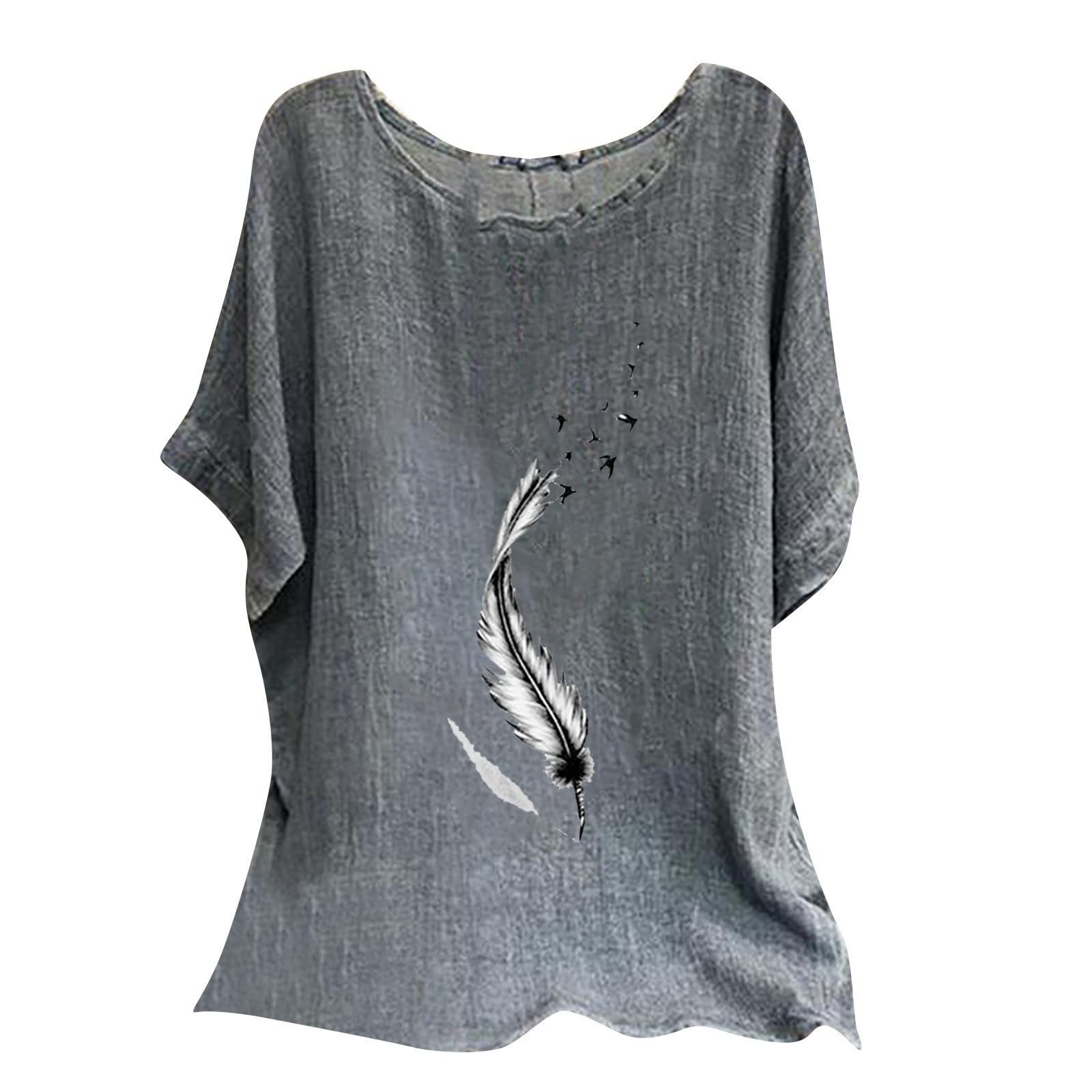 ZEFOTIM Women's Floral Print Summer Tops - Casual Short Sleeve Round Neck Blouse for Hiking, Travel & Outdoor Activities | Flowy Pullover Tee in D-Black (Large)