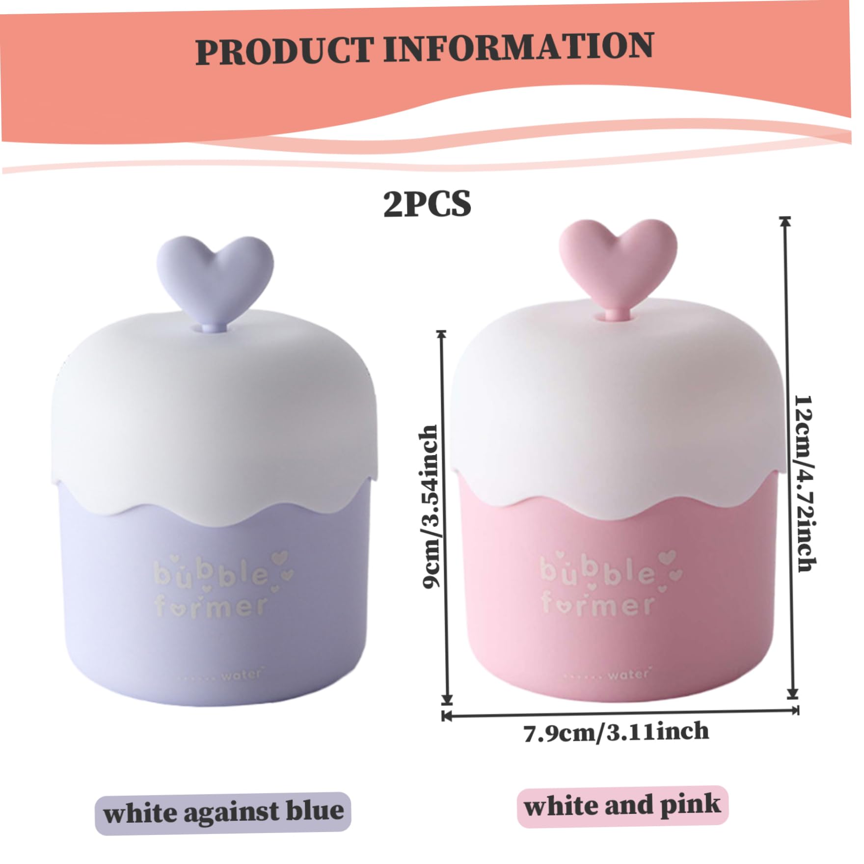 2Pcs Heart Design Foamers for Face Wash - Fast Foaming Portable Bubble Cleanser Foamer, PP Skincare Foam Maker for Home & Travel - Perfect for Gentle Daily Cleansing & On-the-Go Skincare Routine