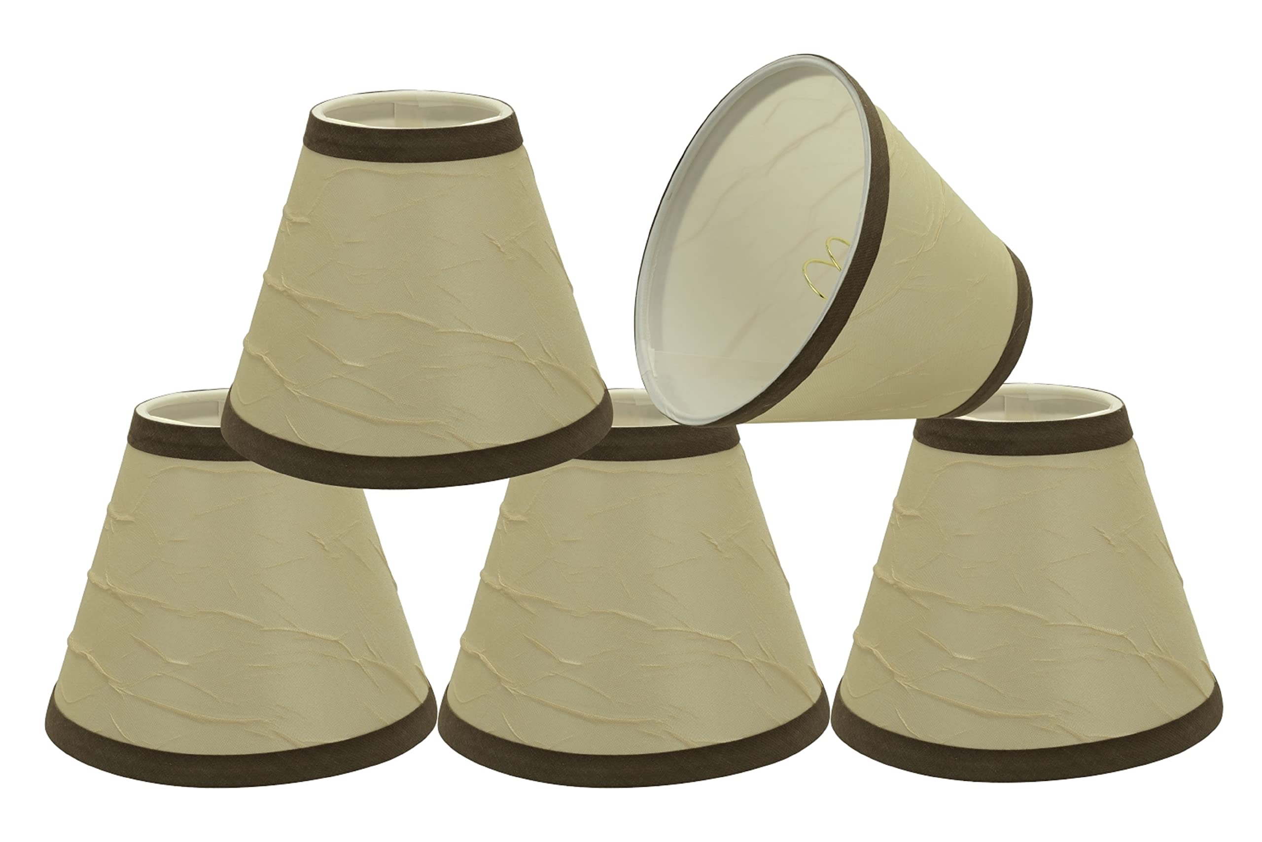 Aspen Creative 32121-5A Small Hardback Empire Shape Chandelier Clip-On Lamp Shade Set (5 Pack) - Transitional Beige Design, 6