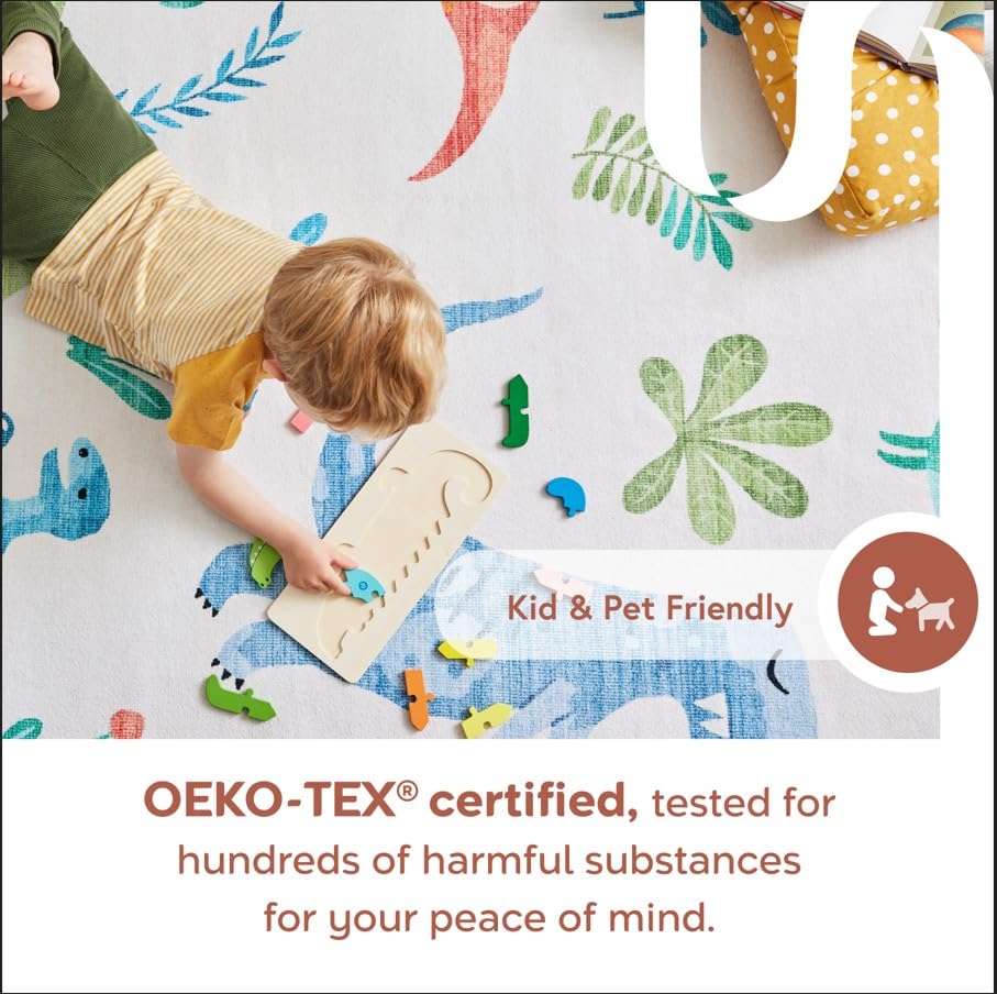 nuLOOM Peri Machine Washable Kids Alphabet Rug - Ultra Thin Nursery & Playroom Carpet, 8' x 10' Multi-Color - Perfect for Children's Bedrooms, Learning Spaces & Daycare Centers