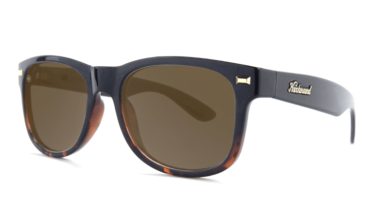 Fort Knocks Glossy Black & Tortoise Shell Fade Amber Sunglasses - Polarized UV Protection for Driving, Beach & Outdoor Activities