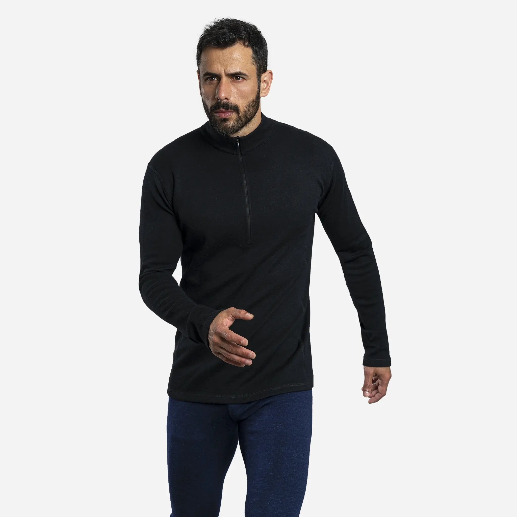 Men's Alpaca Wool Base Layer - 300 Lightweight Half Zip Thermal Shirt for Hiking, Skiing & Winter Outdoor Activities