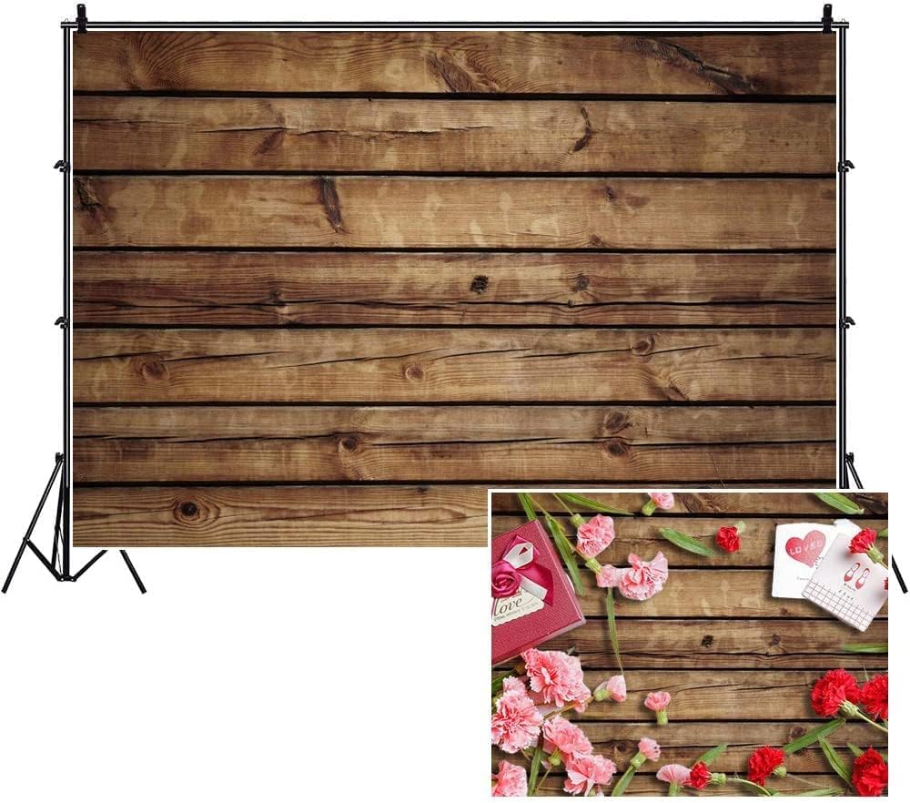 Yeele 8x6ft Rustic Wooden Plank Vinyl Photography Backdrop - Brown Wood Wall & Floor Photo Background for Baby Showers, Birthday Parties, Cake Tables, Newborn Portraits & Kids Photoshoots - Perfect for Food Photography, Social Media Content & Home Decor