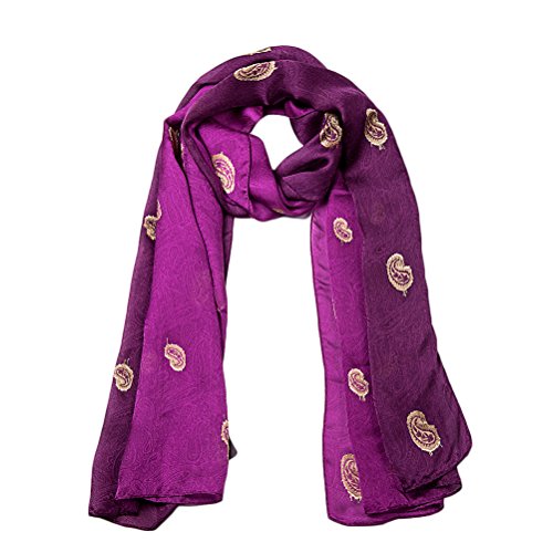 Elegant Embroidery Golden Paisley Noble Purple Gradient Printing