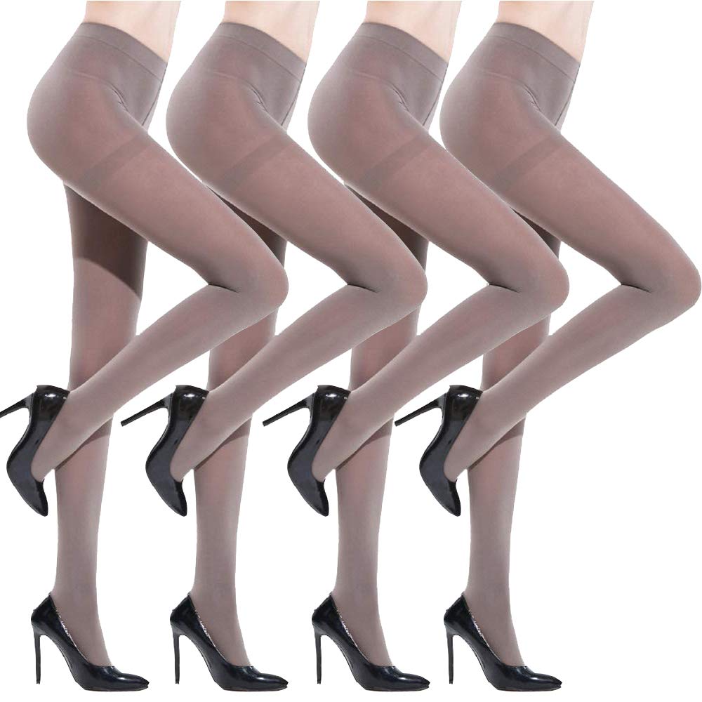 ANDIBEIQI 4 Pairs Run Resistant Control Top Pantyhose - Opaque Tights 50 Denier Stockings for Women - One Size Fits Most - Perfect for Work, Daily Wear & Special Occasions
