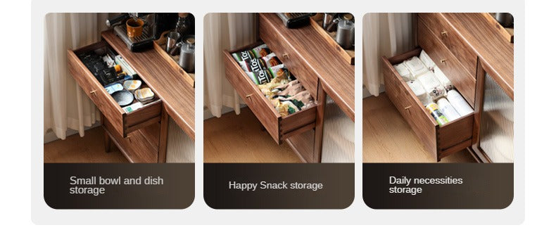 Solid Black Walnut Wood Sideboard Buffet Cabinet - Elegant Dining Room Storage for China, Linens & Entertaining Essentials