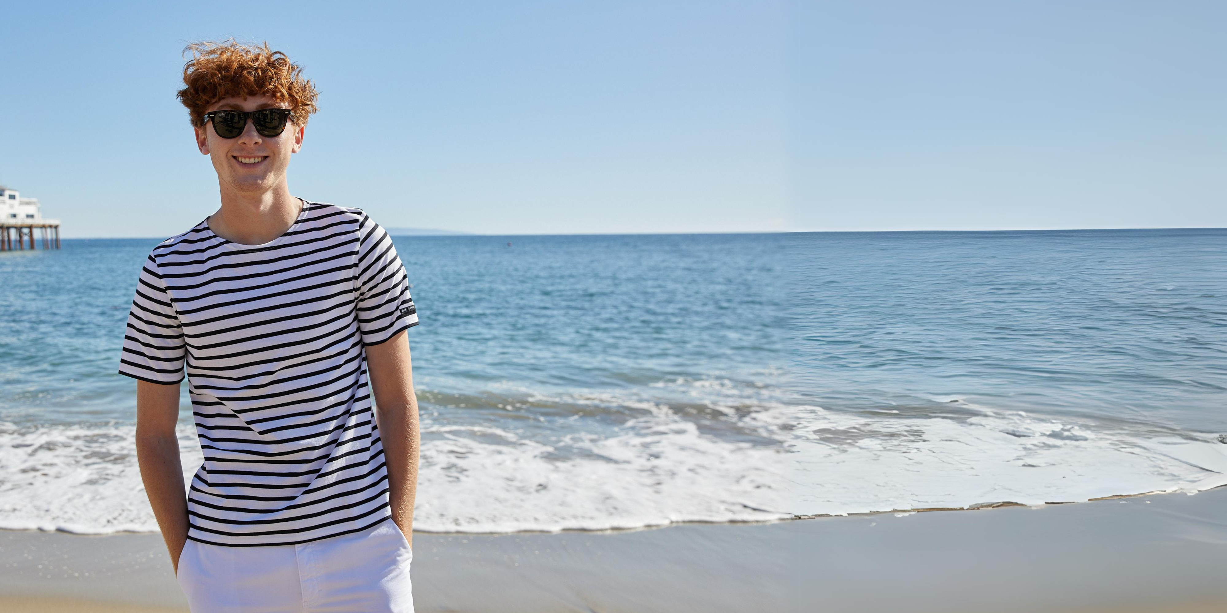 LEVANT MODERN Breton Stripe Short Sleeve Shirt for Men & Women | Soft 100% Cotton Comfort | Classic White & Black Unisex Tops | Casual Wear, Office Outfits & Summer Vacation Style