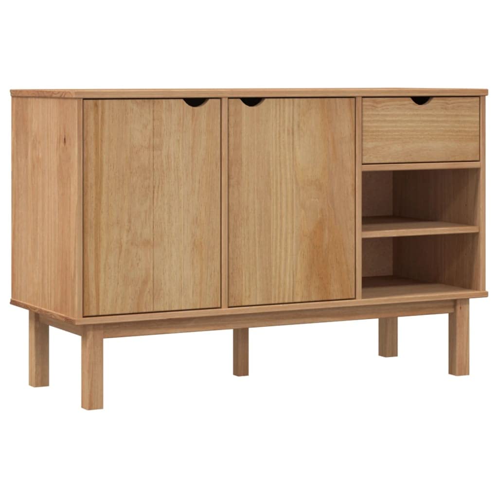 vidaXL OTTA Solid Pine Wood Sideboard - Scandinavian Style Storage Cabinet with Drawer & Shelves, 44.9