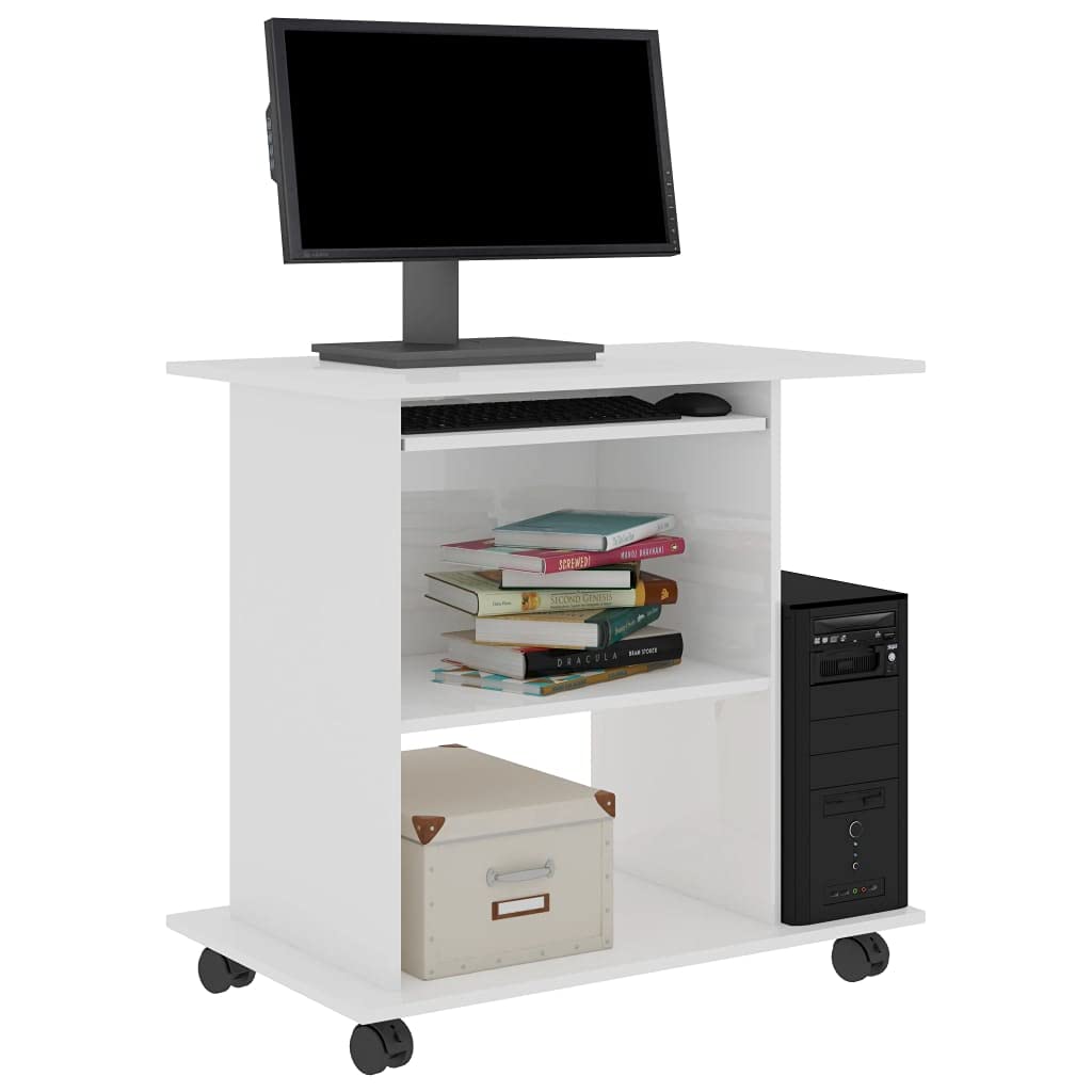 Modern White High Gloss Computer Desk 31.5