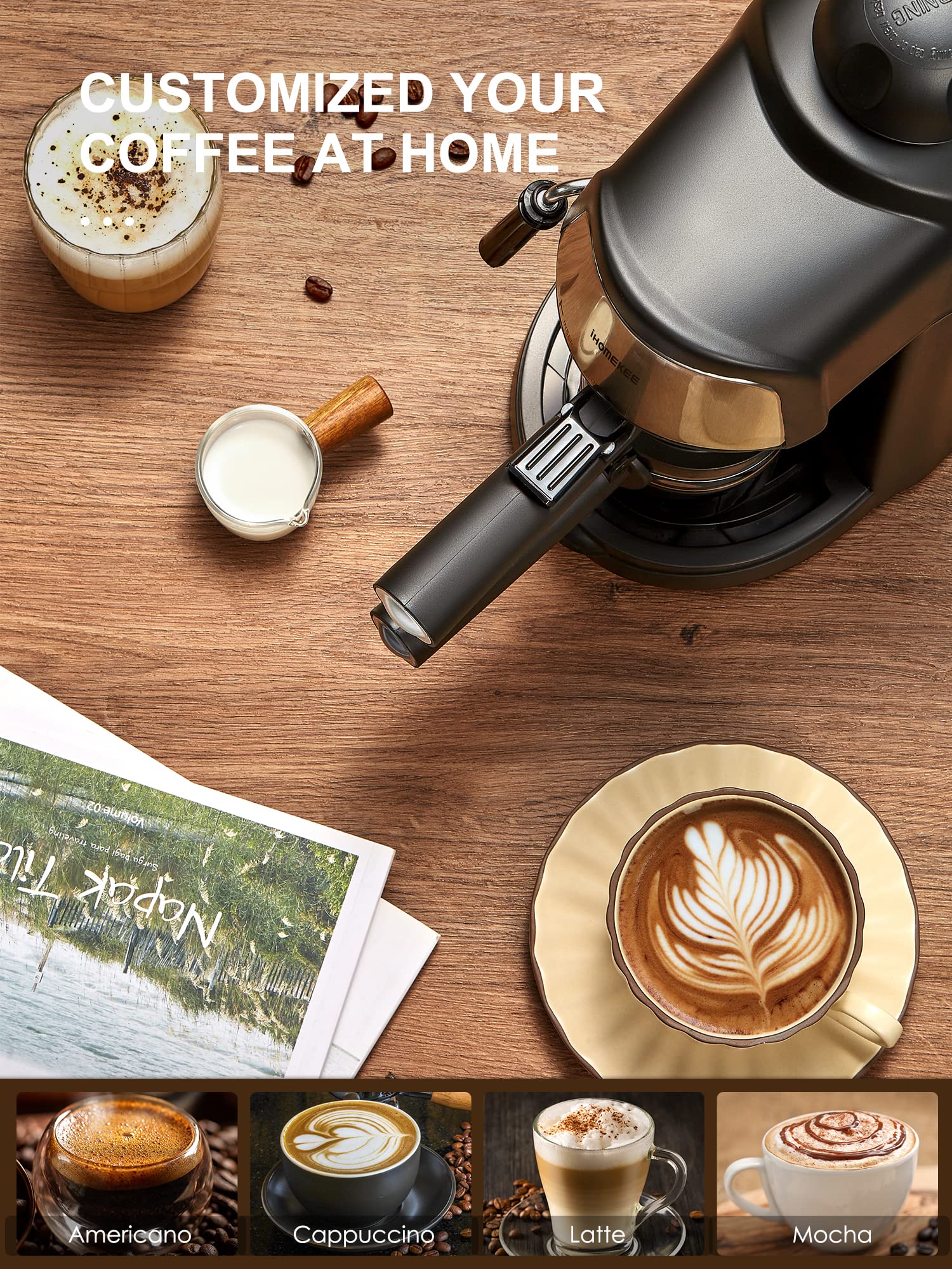 Premium 3.5Bar Espresso Coffee Machine with Rapid Heating System - 4 Cup Coffee Maker with Milk Frother & Steam Wand (Black) - Compact Home & Office Espresso Maker for Espresso, Latte, Cappuccino - Perfect for Kitchen Countertops, Small Cafes & Office Break Rooms - Ideal for Morning Brews, Entertaining Guests & Daily Coffee Rituals - Create Barista-Quality Coffee at Home - Great for Gifts, Housewarming, Weddings & Coffee Lovers