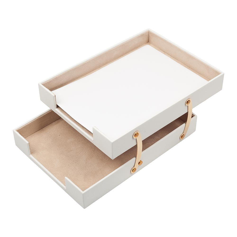 MOOG Leather Double Document Tray - Premium Office Organizer for Files, Papers & Folders - Perfect for Desk, Home & Office Organization