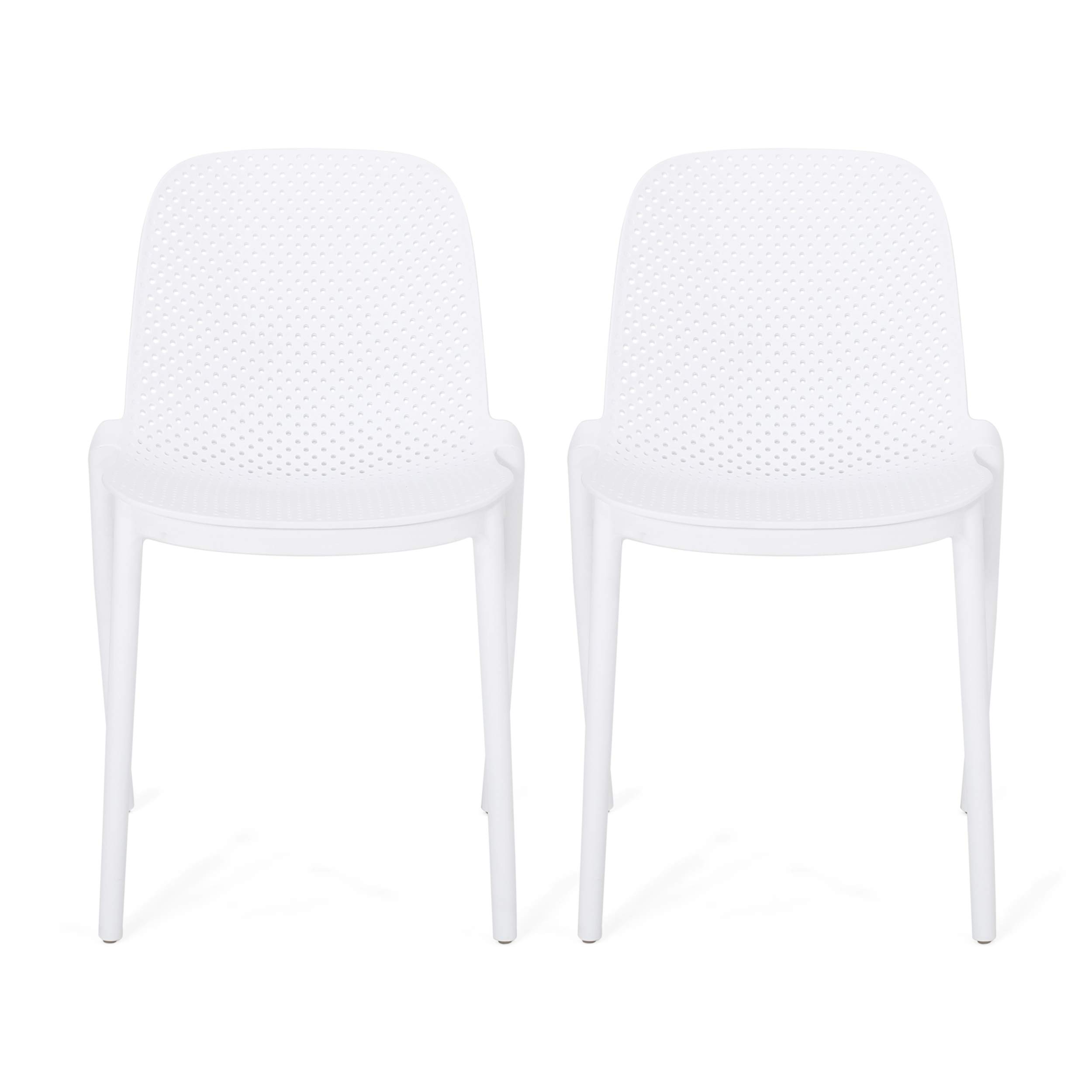 Christopher Knight Home 312243 Raevyn Outdoor Dining Chairs (Set of 2) - Weather-Resistant White Patio Furniture for Garden, Poolside & Backyard Dining