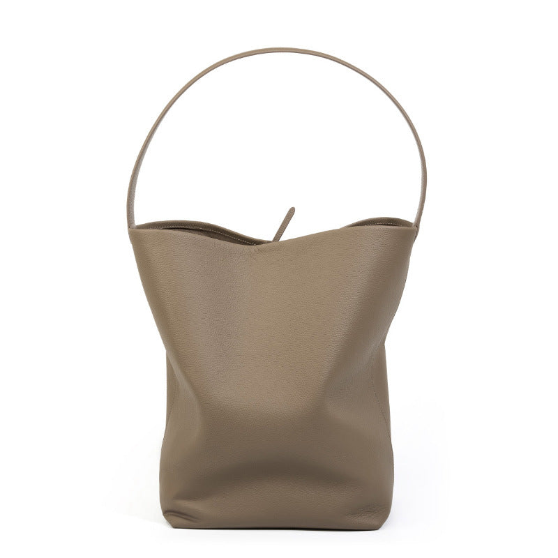 Genuine Leather Large Capacity One Shoulder Bucket Bag for Women - Stylish & Spacious Handbag for Work, Travel & Everyday Use