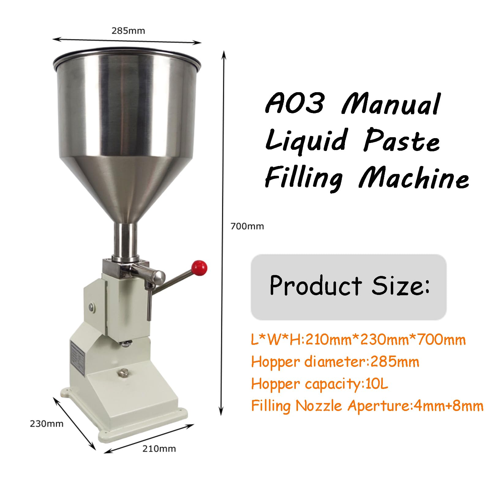 INTBUYING Manual Liquid Filling Machine - Stainless Steel 10L Hopper Bottle Filler for 5-60ml Adjustable Paste & Liquid (Ideal for Cosmetics, Essential Oils, and DIY Projects)