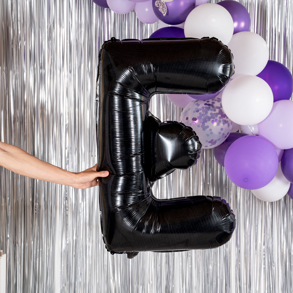 Balloonify Black Mylar Letter E Balloon - 40 Inch Large Foil Alphabet Balloon (1 Count) for Birthday Parties, Graduation Decorations & Photo Backdrops