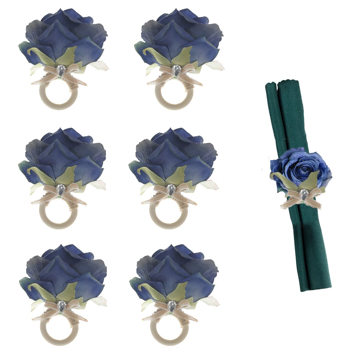 Set of 6 Floral Napkin Rings - Handmade Rose Vine Design Napkin Holders for Spring Table Decorations | Perfect for Weddings, Easter, and Dinner Party Decor