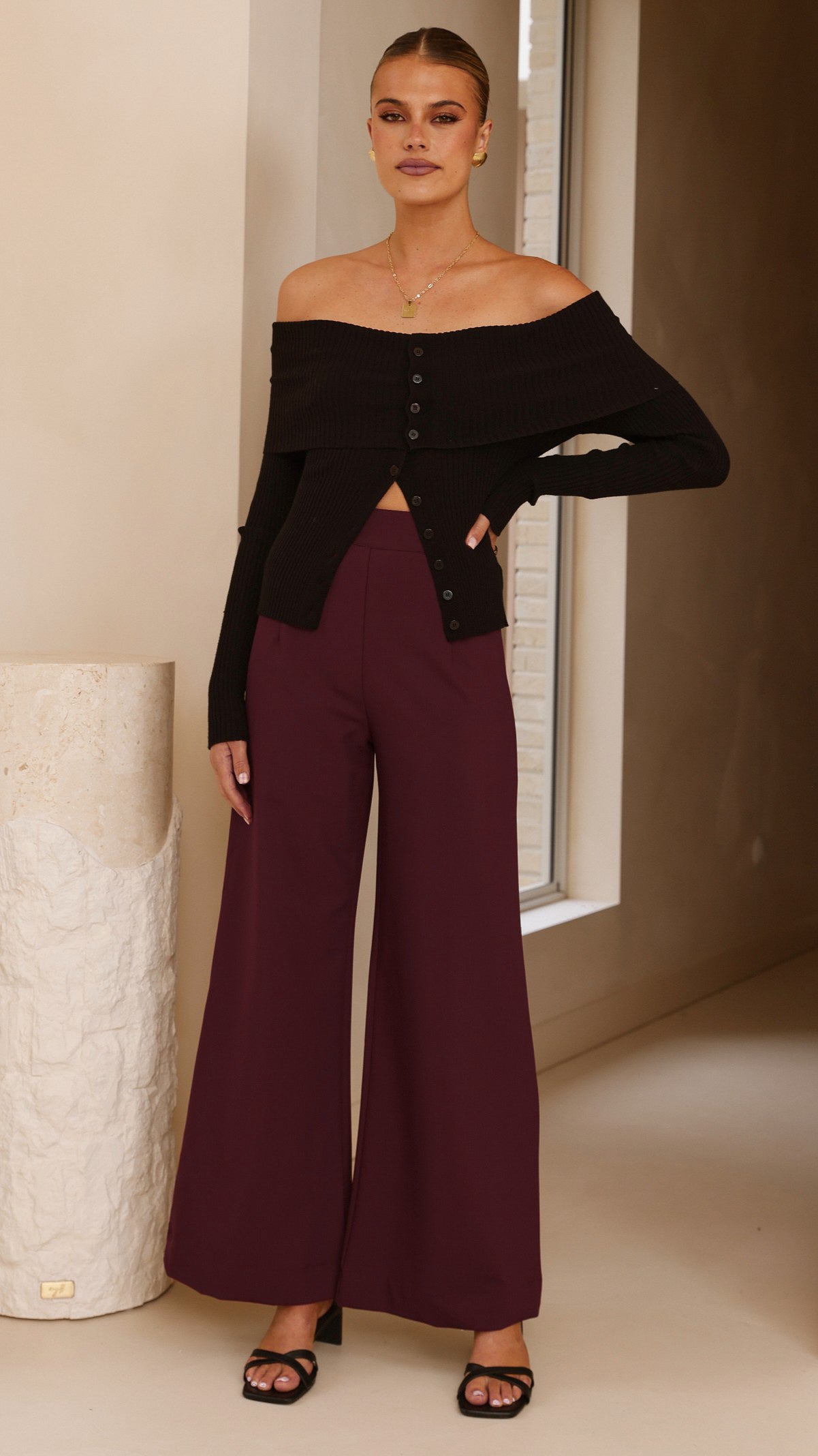 Garciela Women's Wine Red Pants - Stylish High Waist Trousers for Casual Wear & Office Outfits