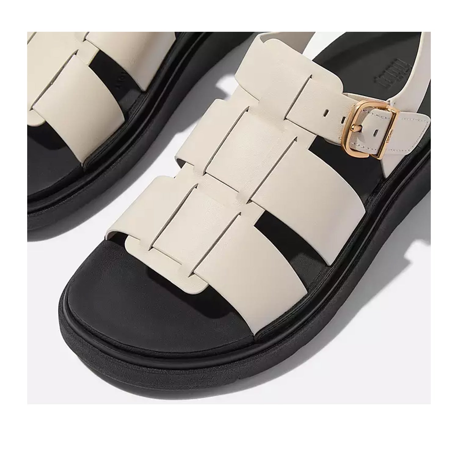Fit Flop Women's Gen FF Leather Fisherman Sandals - Comfortable Beige Summer Slides for Walking, Travel & Beach | Orthopedic Support & Arch Cushion