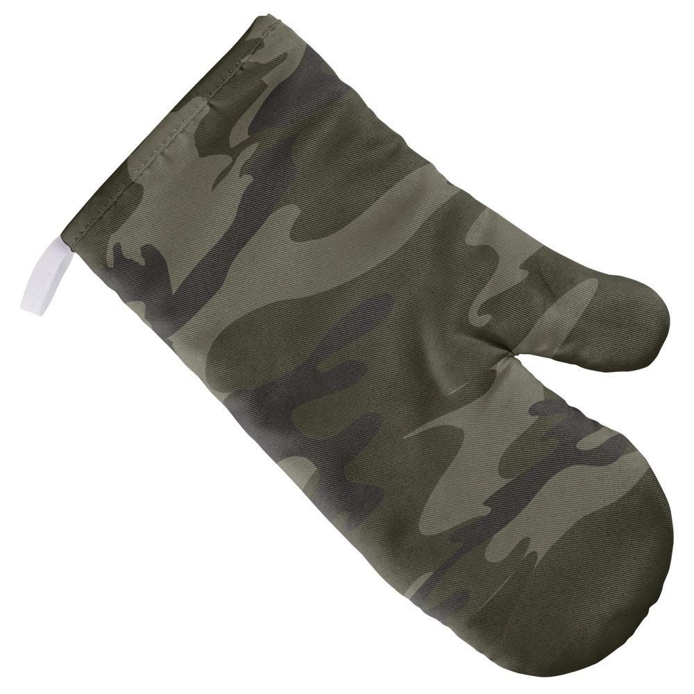 Heat-Resistant Green Camouflage Oven Mitts - Premium Kitchen Gloves for Baking, Grilling & BBQ - Indoor/Outdoor Cooking Accessories for Camping & Backyard Parties