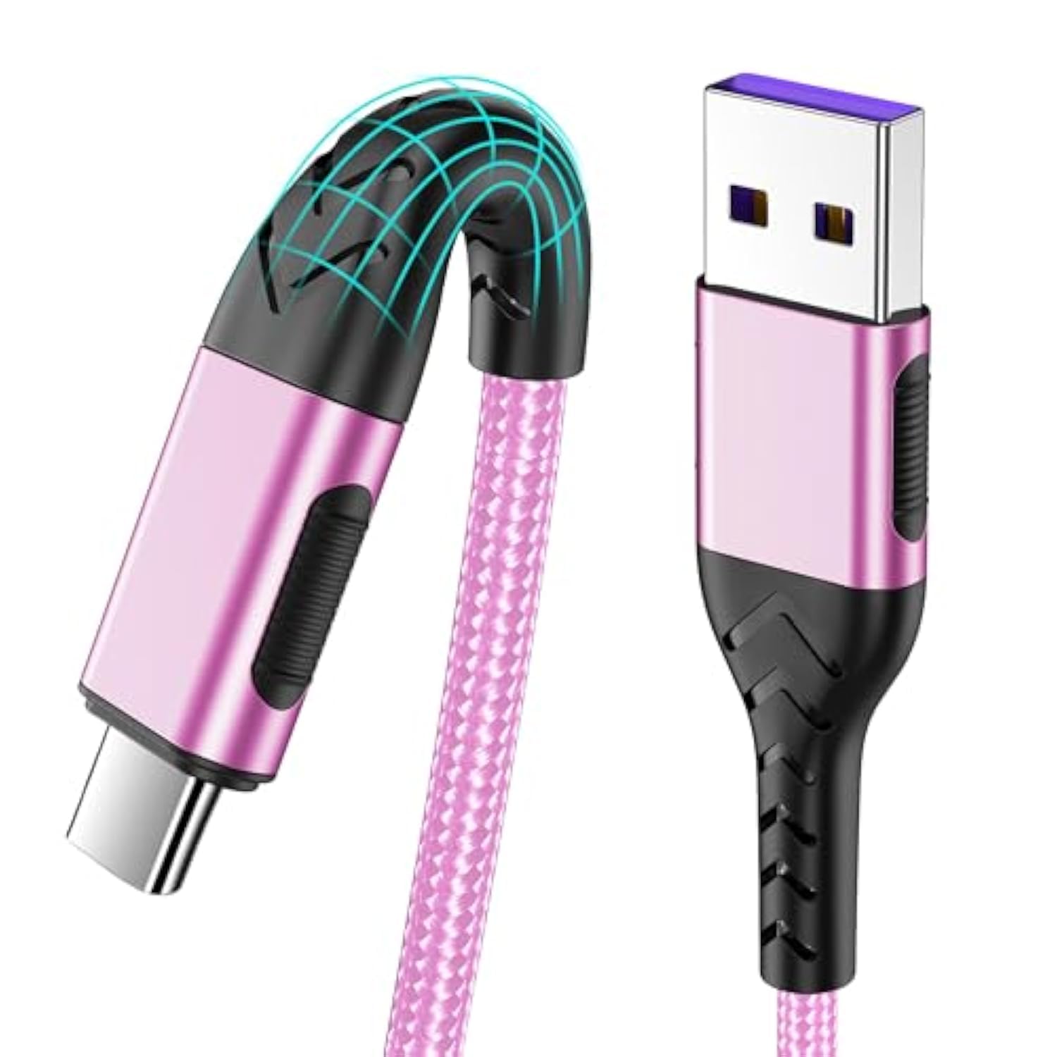 2-Pack 6ft Durcord USB C Fast Charging Cable - Braided Type C Charger Cord Compatible with iPhone 15 Pro/Plus/Max, Android Phones, iPad & Laptops (Rose Gold) - Perfect for Home, Office & Travel Charging