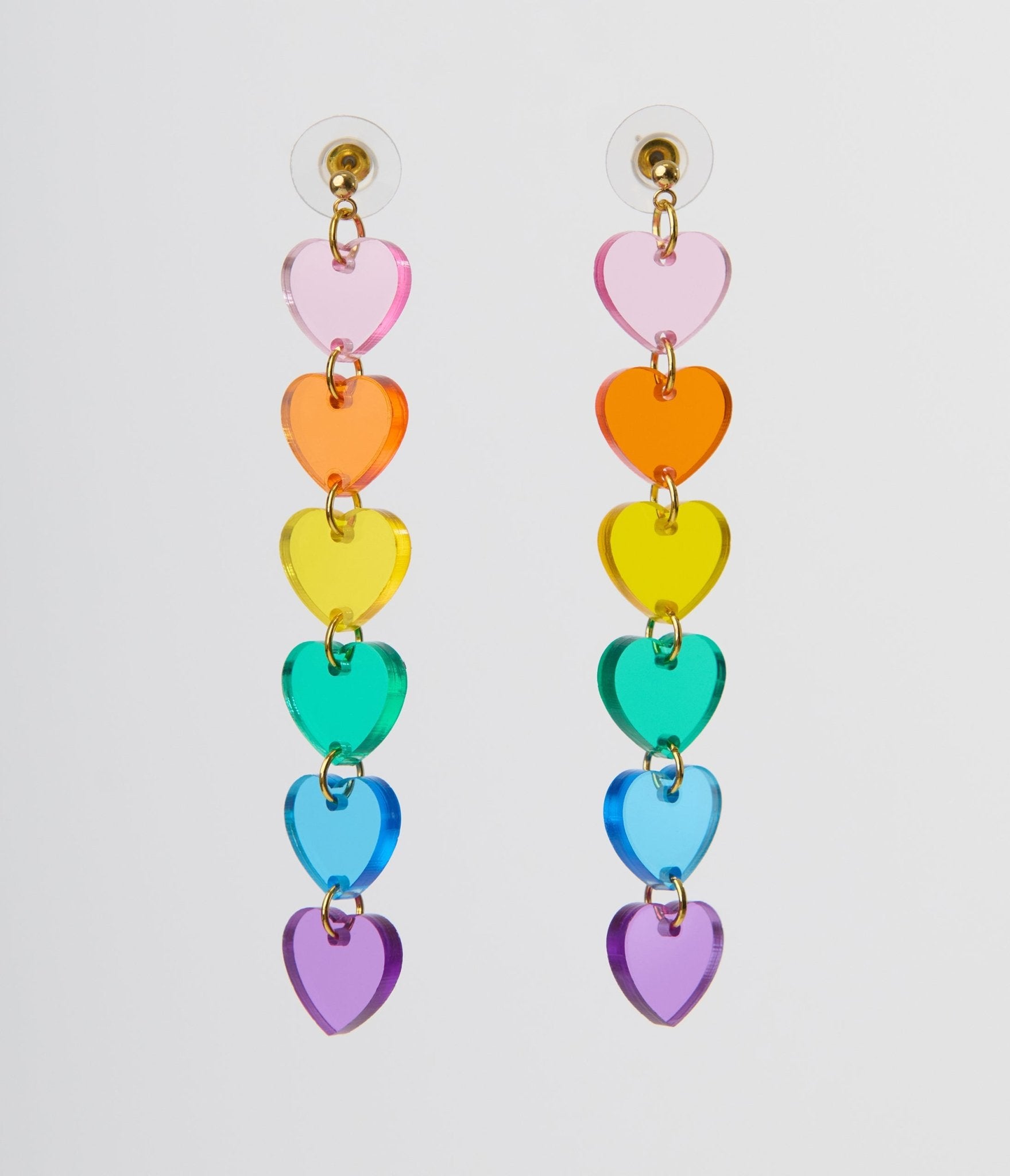 Translucent Rainbow Heart Earrings for Women - Cute Dainty Stud Earrings for Everyday Wear, Gift for Her | Perfect for Valentine's Day, Birthday, Party & Casual Outfits