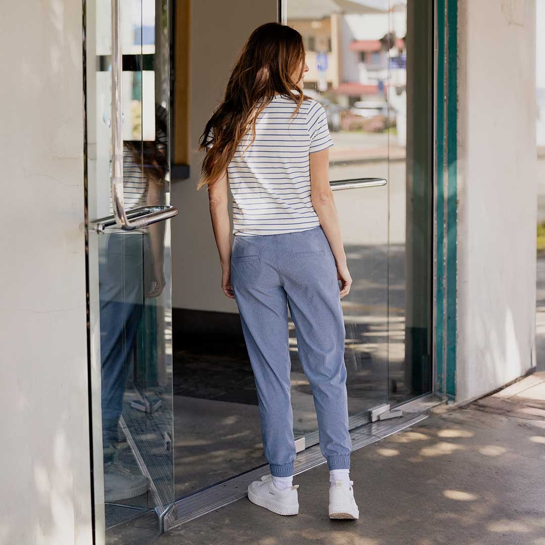 Men's Lightweight Chambray Joggers - Comfortable Casual Pants for Travel, Lounge & Everyday Wear