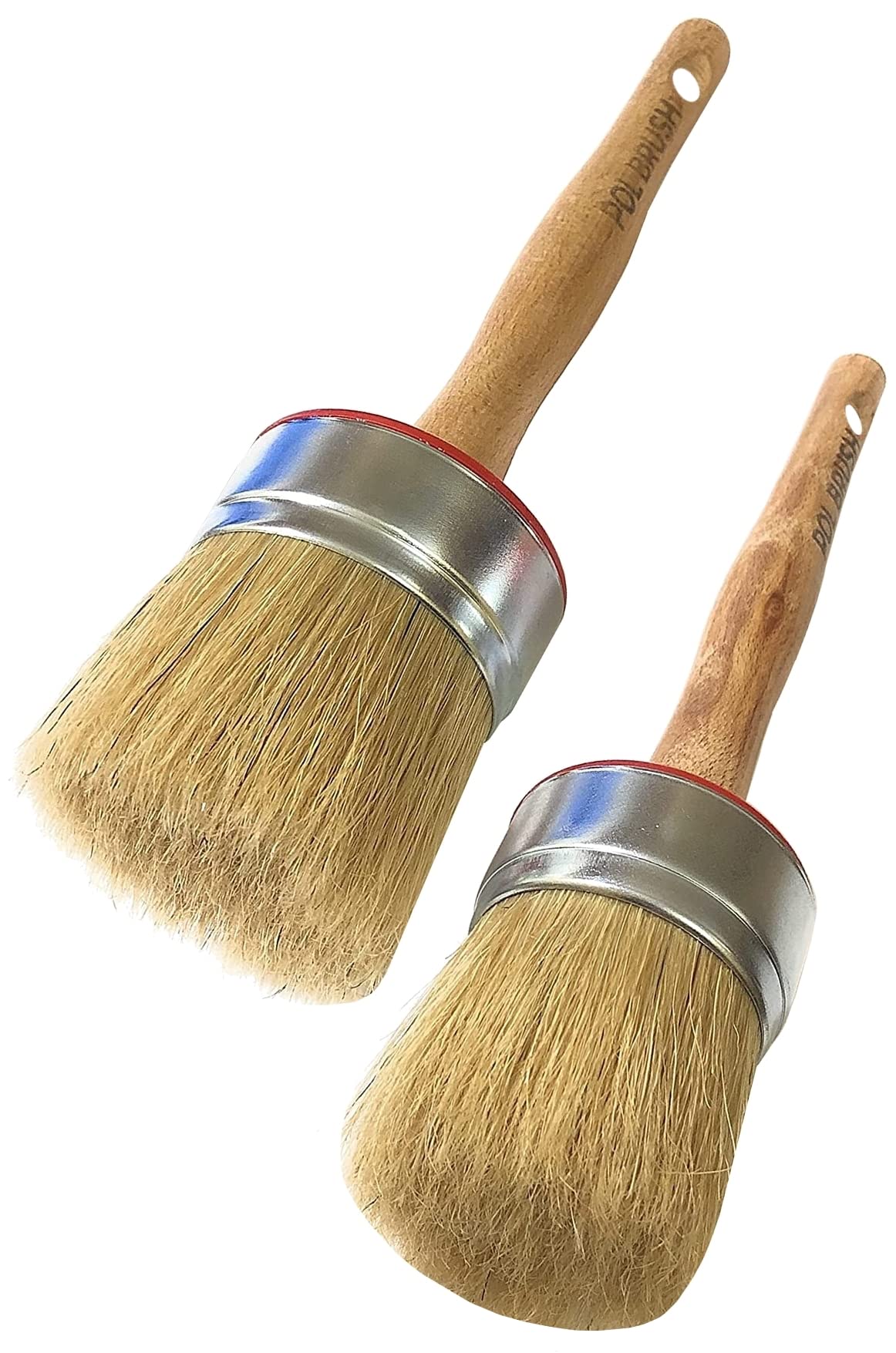 Set of 2 & 2.5 Inch Professional Round Paint Brushes - Natural Bristle Wooden Handle for Acrylic, Chalk, Oil, Watercolor, Gouache, Stain, Varnish & Wax - Perfect for Artists, Kids, Wall Painting, DIY Crafts & Home Decor Projects