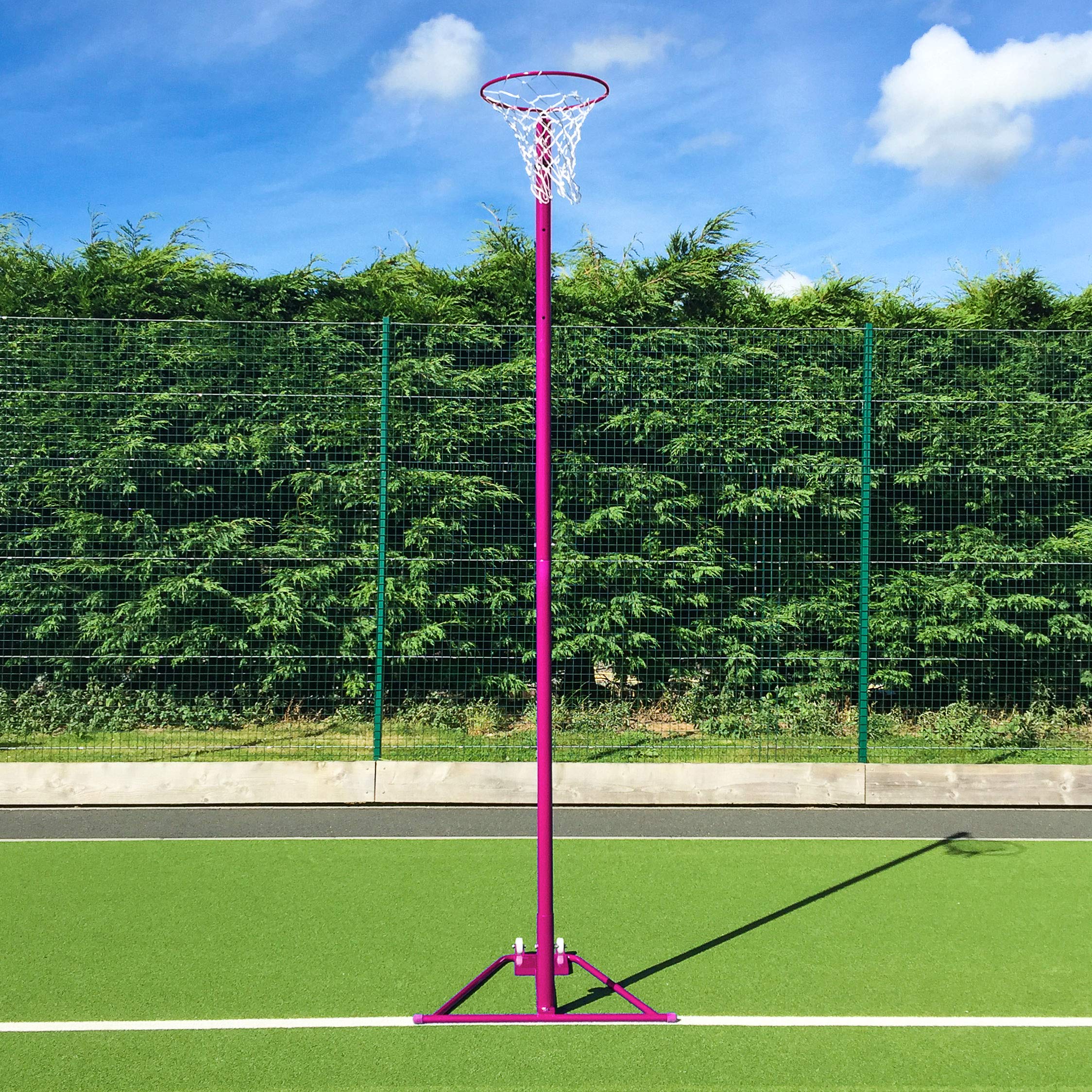 Freestanding Netball Posts - School Standard Galvanized Steel Outdoor Sports Equipment for Kids & Adults - Available in Pink or Blue - Perfect for School Playgrounds, Backyard Games & Team Practice