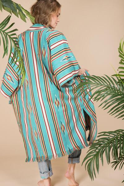 Stylish Ikat Striped Jacket for Women - Lightweight Spring/Summer Cover-Up - Perfect for Beach, Vacation & Casual Outings