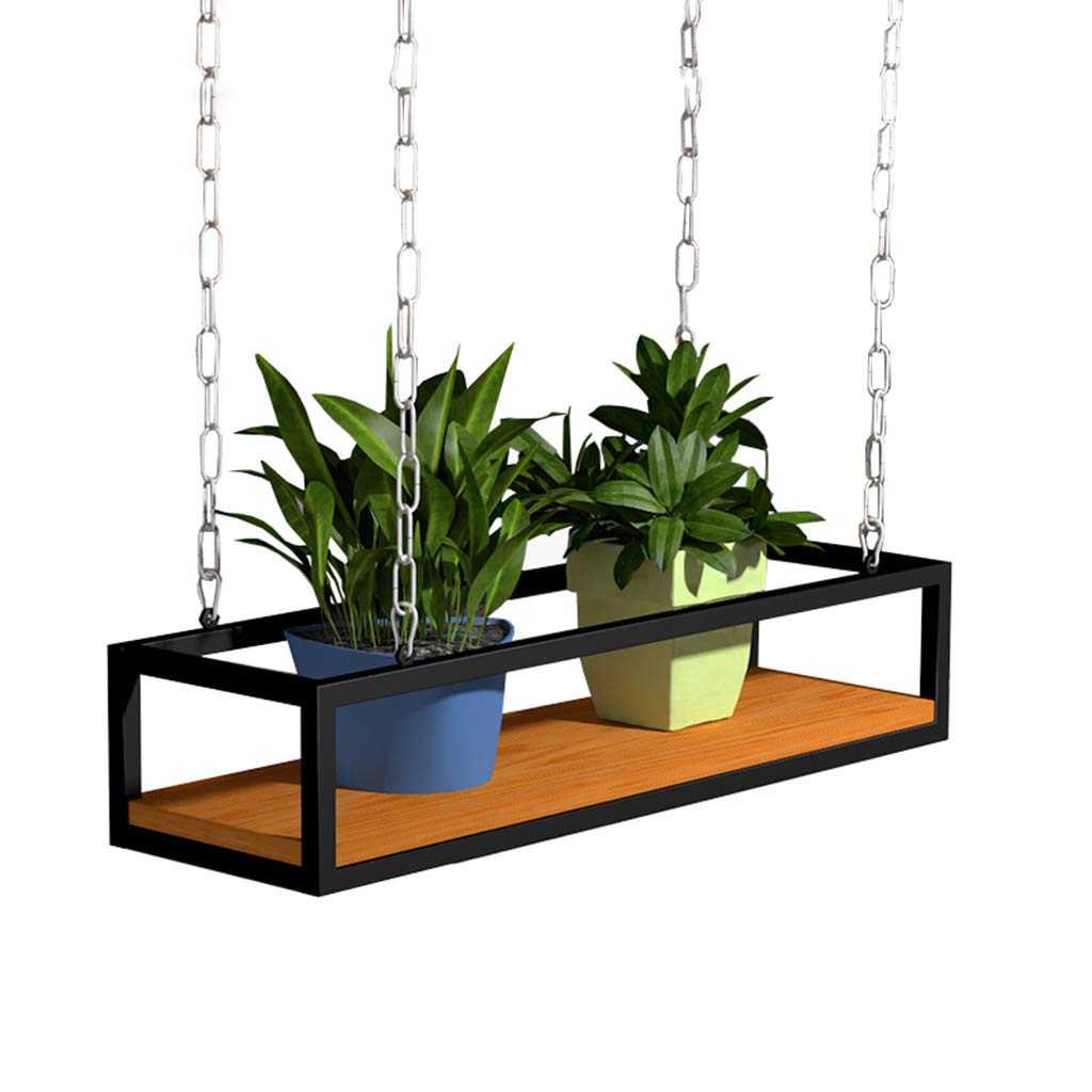 Vintage Solid Wood Ceiling Mounted Hanging Flower Rack - Adjustable Height Storage Shelf for Kitchen, Bar & Restaurant | Perfect for Indoor Plants, Herb Gardens & Home Decor