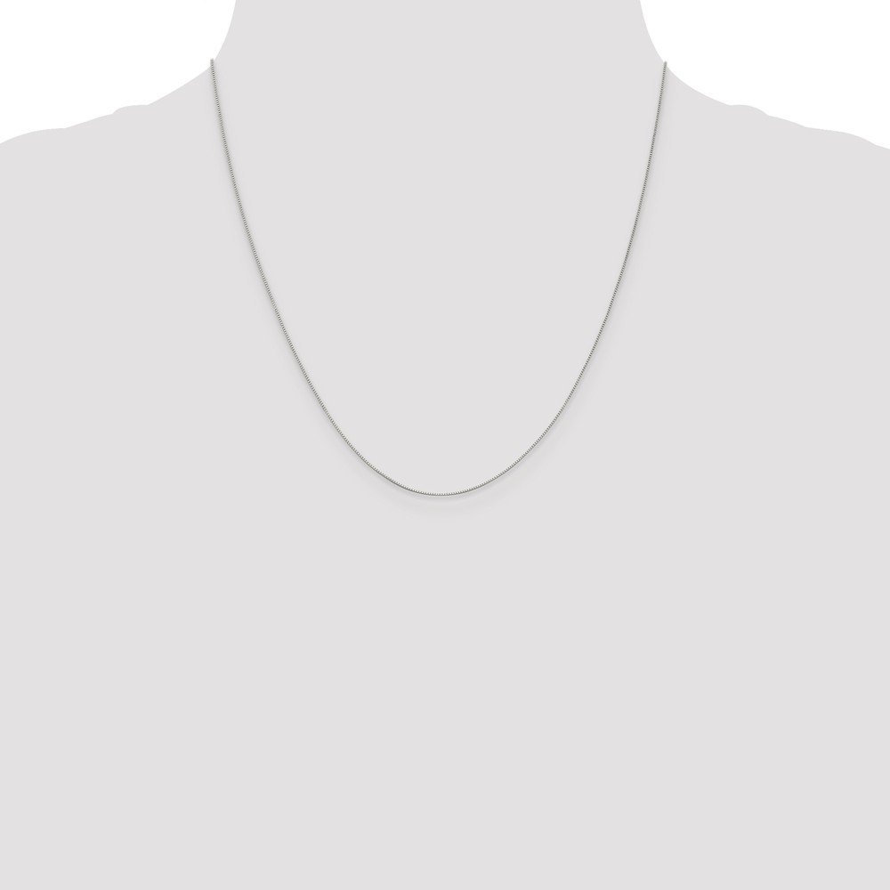 18K White Gold 0.50mm Box Chain Necklace with Lobster Clasp - Dainty Minimalist Jewelry for Women, Perfect for Layering, Everyday Wear & Special Occasions