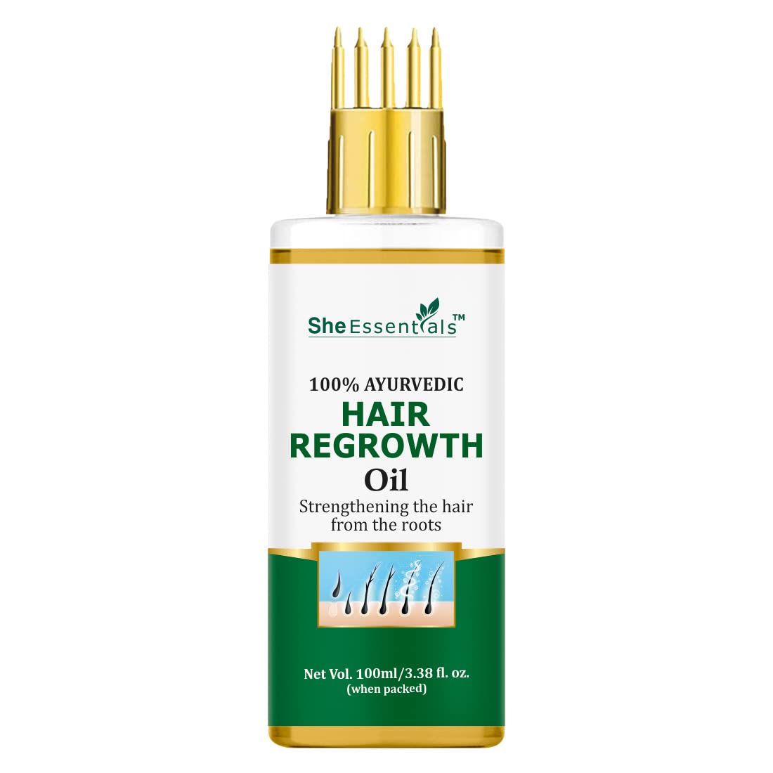 She Essentials Organic Hair Oil - Sulfate Free, Paraben Free, 100% Vegan (100ml) | Promotes Hair Growth & Reduces Breakage | Perfect for Daily Hair Care & Scalp Massage