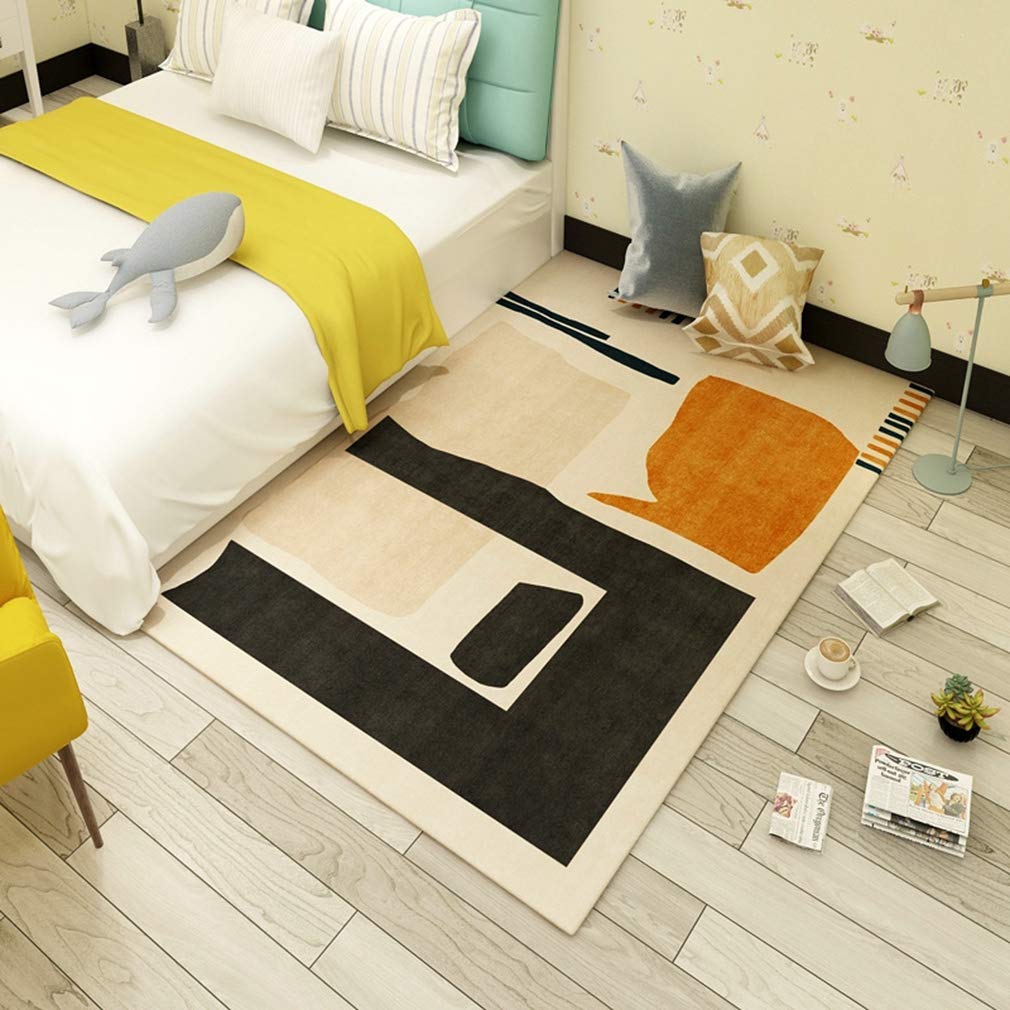 Soft Abstract Art Area Rug - 3'x7' Rectangular Fleece Carpet for Living Room, Bedroom & Nursery | Non-Slip Nordic Modern Home Decor Mat for Kids Crawling, Indoor & Outdoor Use | Perfect for Playrooms, Dorms and Cozy Spaces