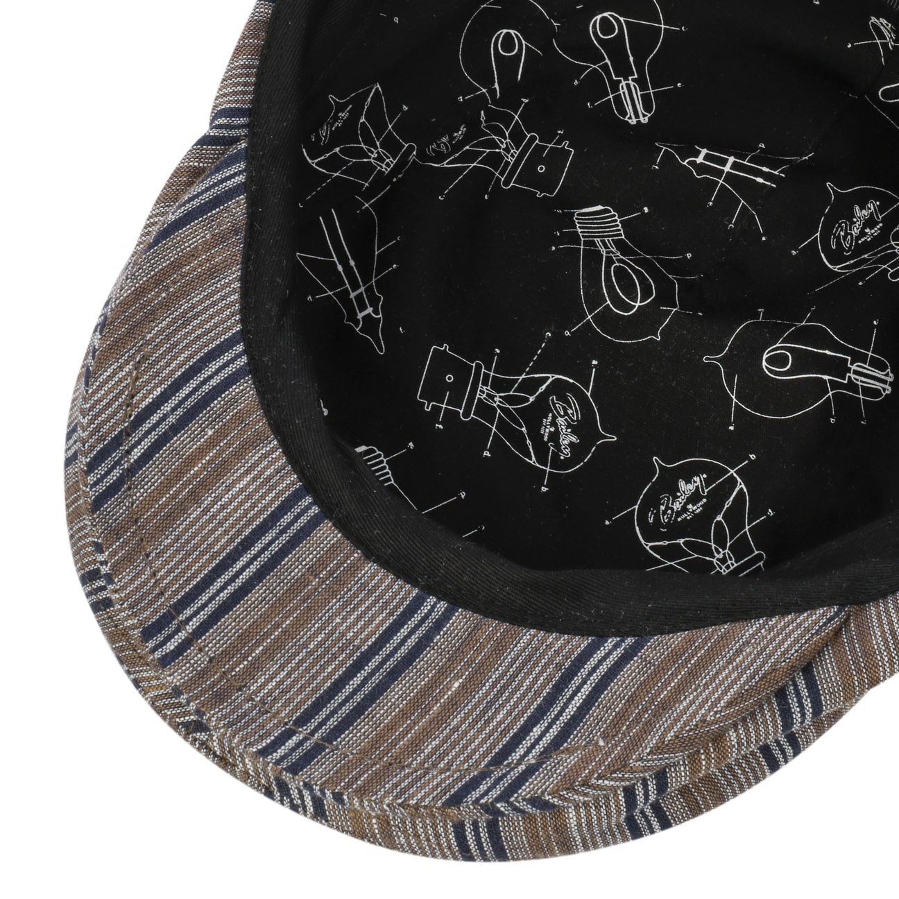 Bailey 1922 Fleet Stripes Flat Cap - Classic Wool Ivy Hat for Men | Perfect for Golf, Driving & Casual Wear