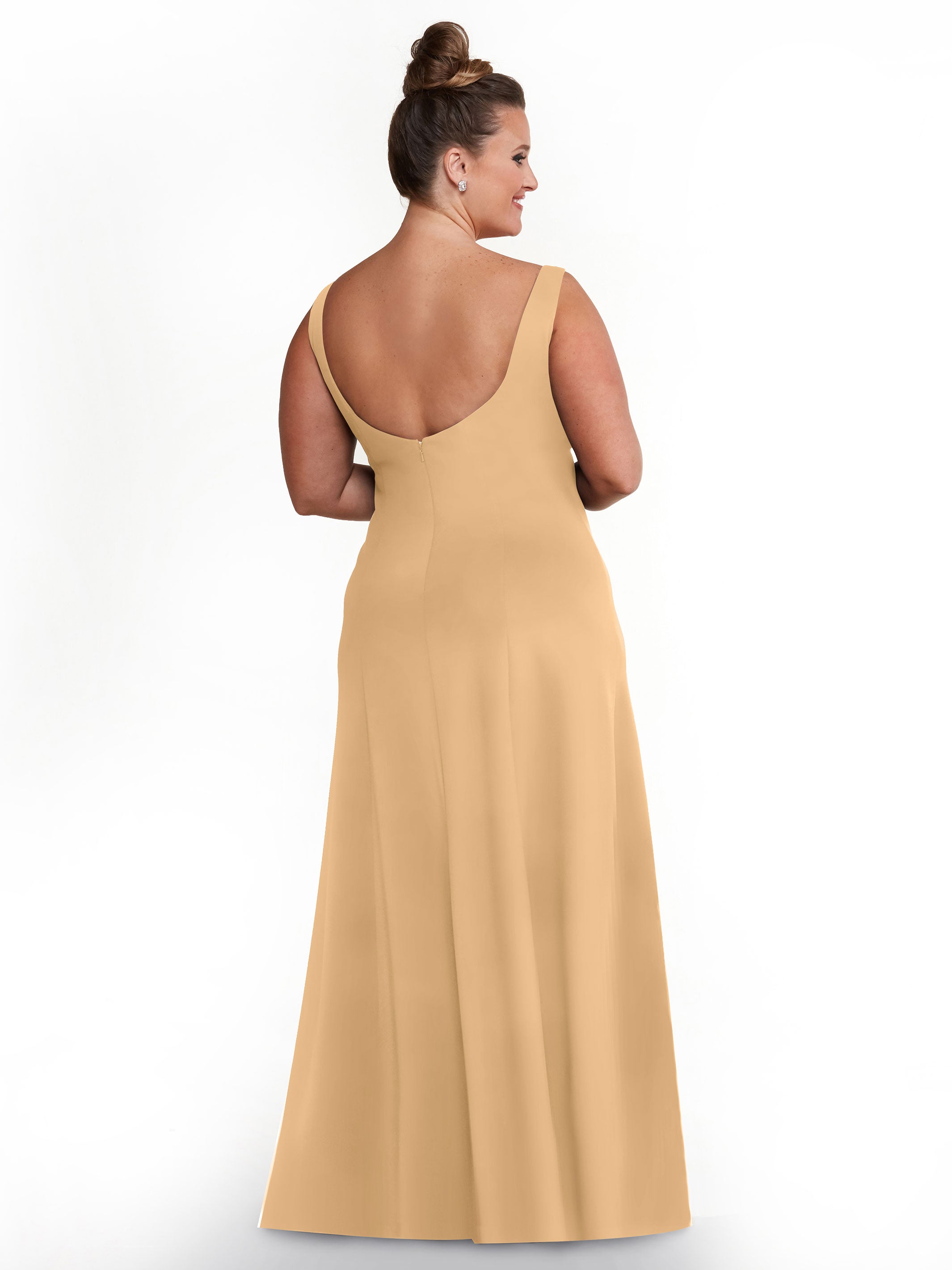 Elegant 83043 A-Line Double Knit Bridesmaid Dress with V-Neck - Perfect for Weddings, Formal Events & Special Occasions