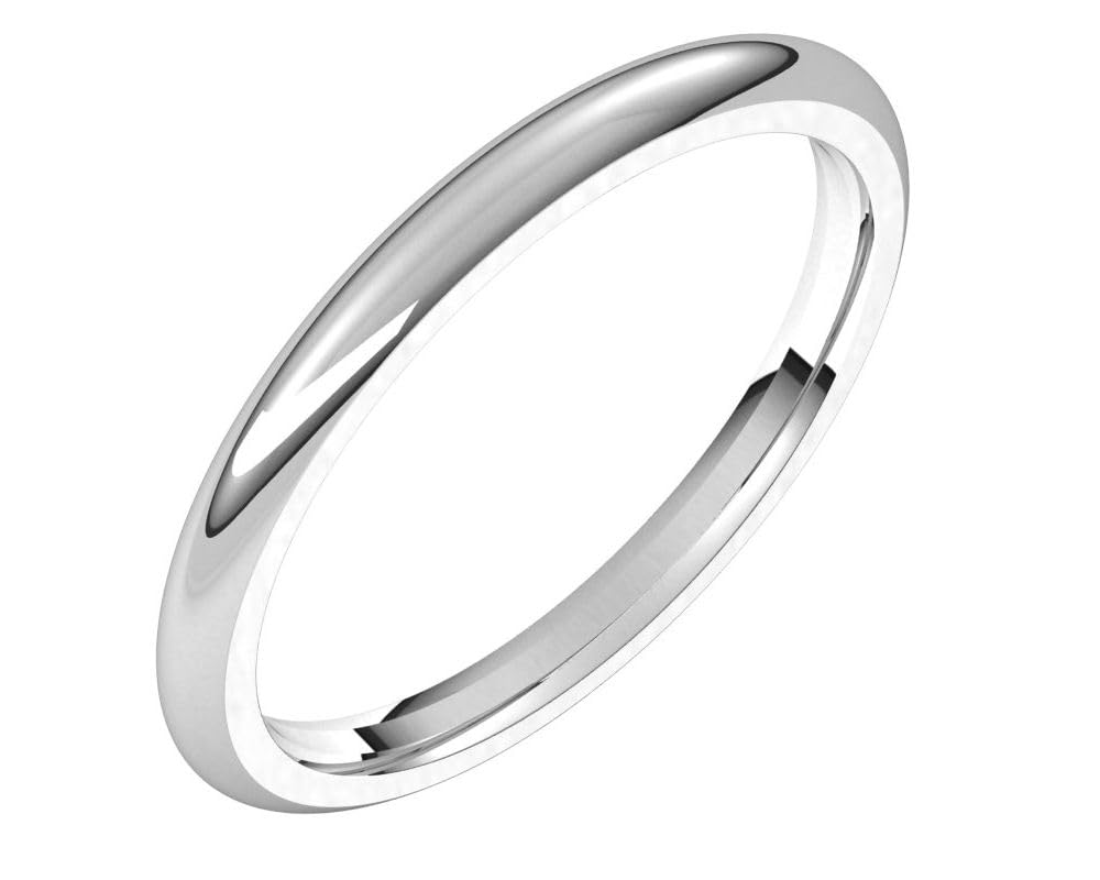 14K White Gold 2mm Polished Comfort Fit Men's Wedding Ring Band - Size 5.5 - Perfect for Weddings, Anniversaries & Everyday Wear
