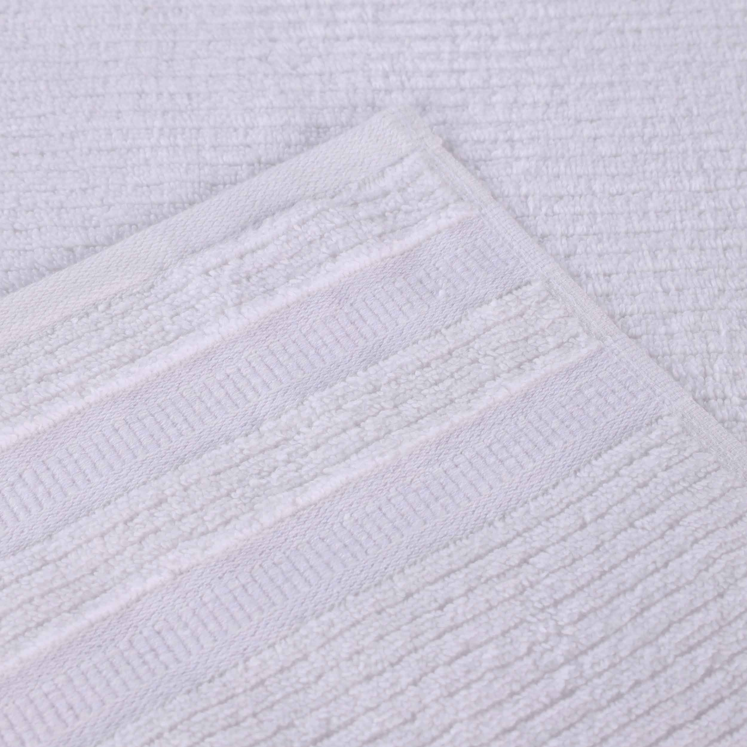 12-Pack Zero Twist Cotton Ribbed Geometric Border Plush Face Towels | Ultra Soft Bath & Hand Towels for Spa, Gym, Travel & Home Use