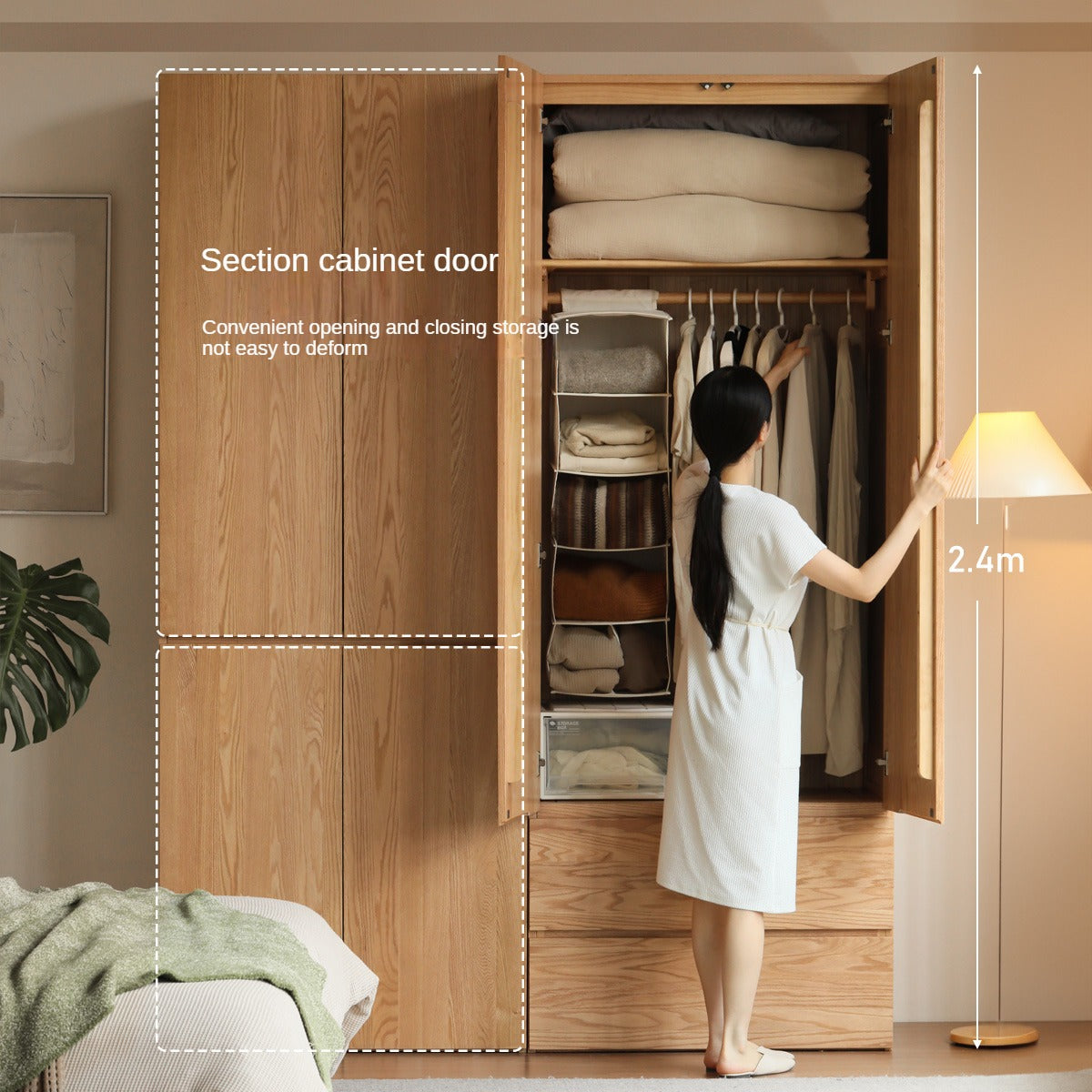 Oak Solid Wood Sectional Wardrobe - Spacious Modular Closet Organizer for Bedroom & Walk-in Closets | Durable Storage Solution for Clothes, Shoes & Accessories