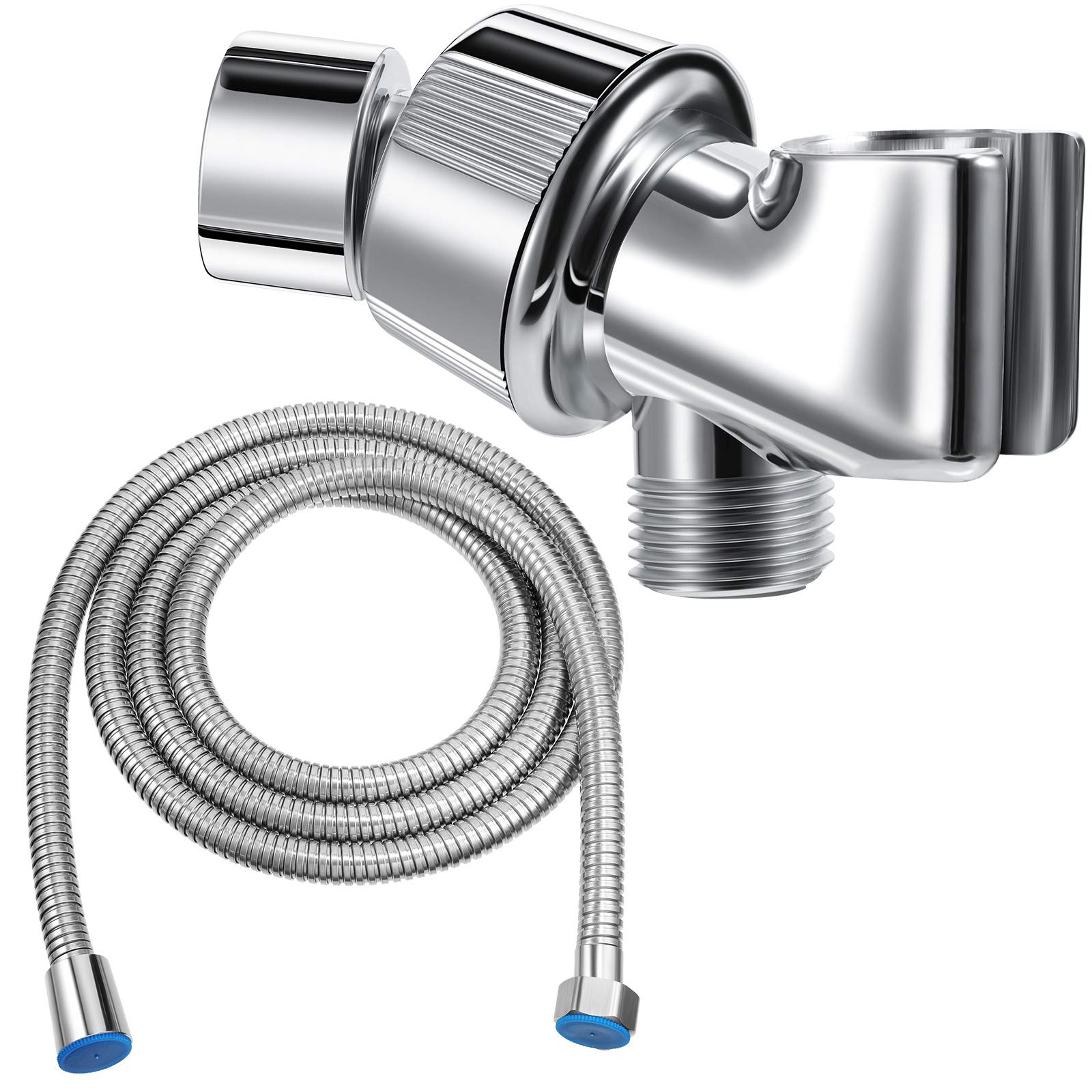 79 Inch Stainless Steel Adjustable Shower Hose with Wall Mount Holder - Universal Shower Head Replacement for Bathroom & RV (Silver) - Perfect for Home, Hotel & Spa Renovations
