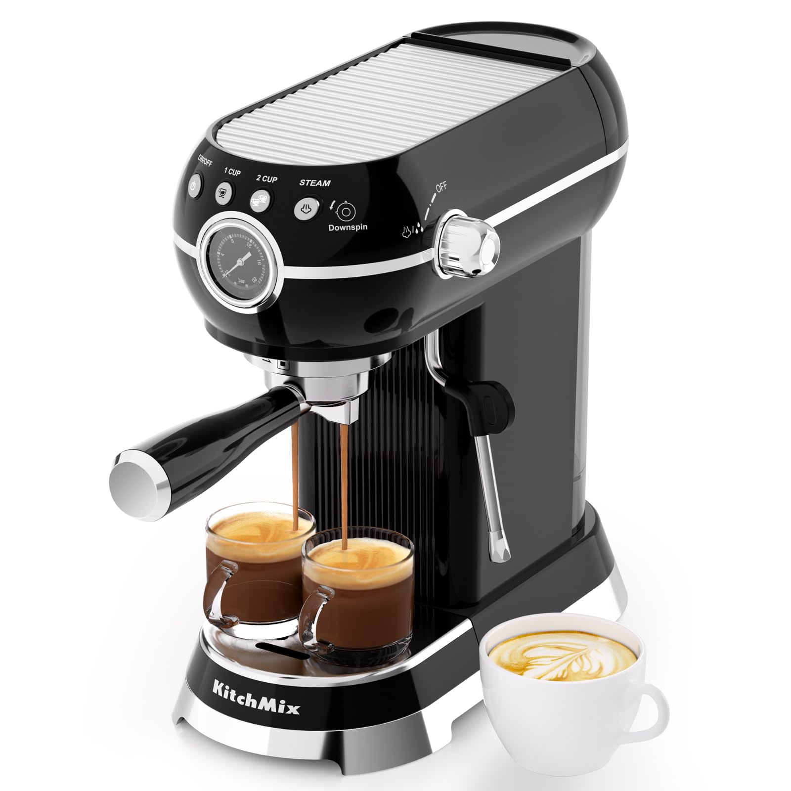 20 Bar Espresso Machine with Milk Frother - Professional Coffee Maker for Latte, Cappuccino & Espresso - Removable Water Tank & Steam Wand - Perfect for Home, Office & Coffee Shops (Black)