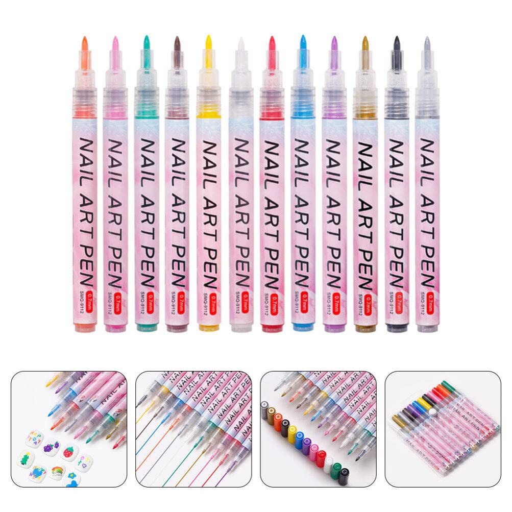 FOMIYES 12pcs Nail Art Pen Set - Quick Dry Nail Polish Drops, Acrylic Paint Brush for Nail Art Designs - Perfect for DIY Manicures, Salon Professionals & Nail Art Enthusiasts
