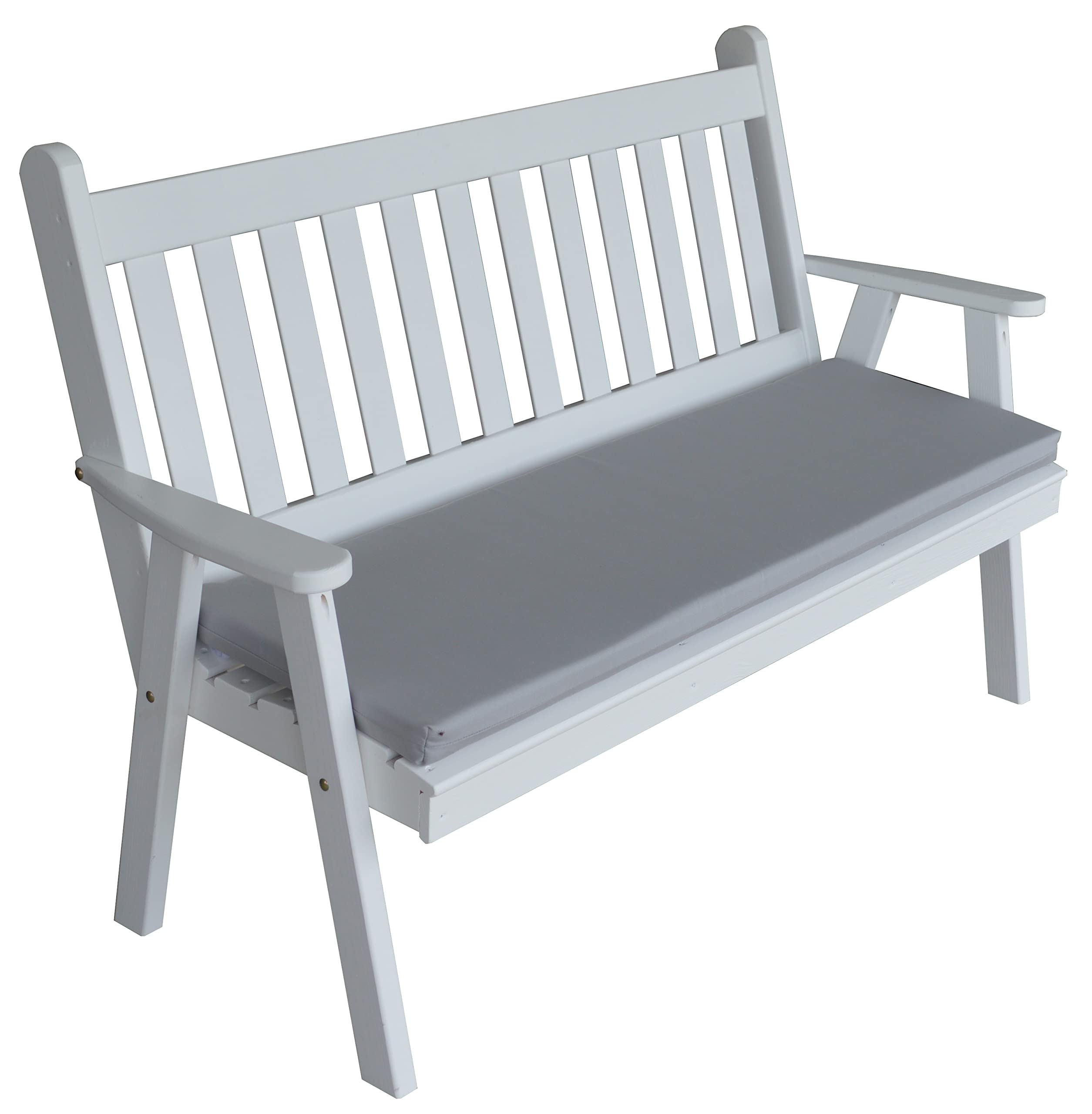 5' Traditional English Garden Bench in White - Solid Pine Wood Outdoor Furniture by Furniture Barn USA - Perfect for Patio, Garden, and Backyard Decor