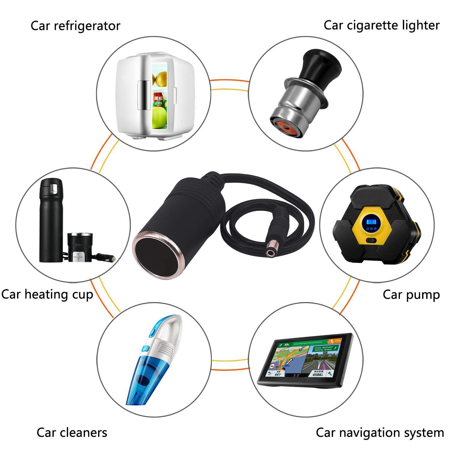 Yeebline 2-Pack Car Cigarette Lighter to DC 5.5x2.1mm Power Adapter Cable - Female Socket to Plug Converter for Car Chargers, GPS, Dash Cams & Portable Devices